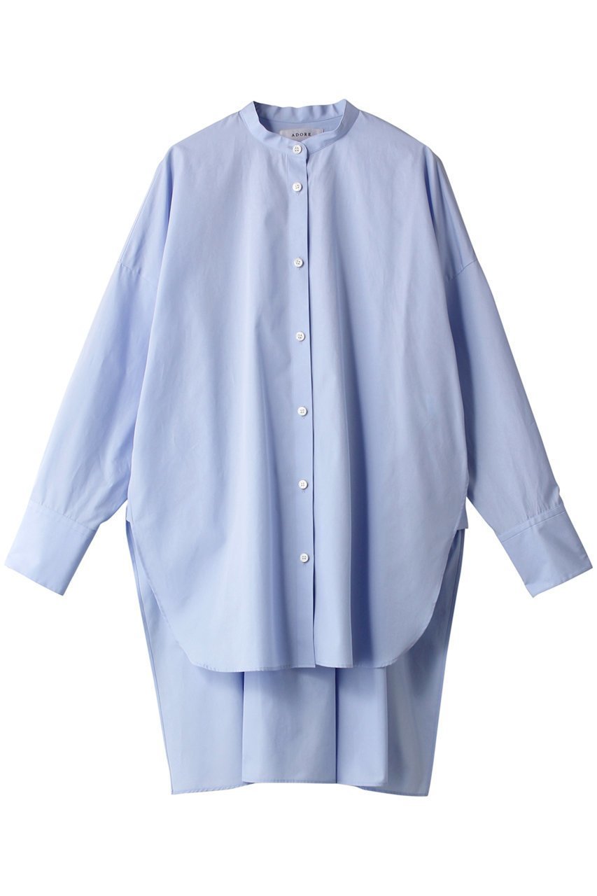 【アドーア/ADORE】のTHOMAS MASON COブロードシャツ インテリア・キッズ・メンズ・レディースファッション・服の通販 founy(ファニー) 　ファッション　Fashion　レディースファッション　Fashion for Women　トップス・カットソー　Cut & Sew Tops　シャツ・ブラウス・オフィスカジュアル　Elegant Blouses & Button-Ups　スリーブ　Sleeve, Long Sleeve / Short Sleeve　センター　Center, Center Line　ティアード　Tiered, Tiered Style　フェミニン　Feminine, Girly　ブロード　Broadcloth, Fine Cotton　ロング　Long, Long-Length　ブルー|ID: prp329100003085051 ipo3291000000034990265