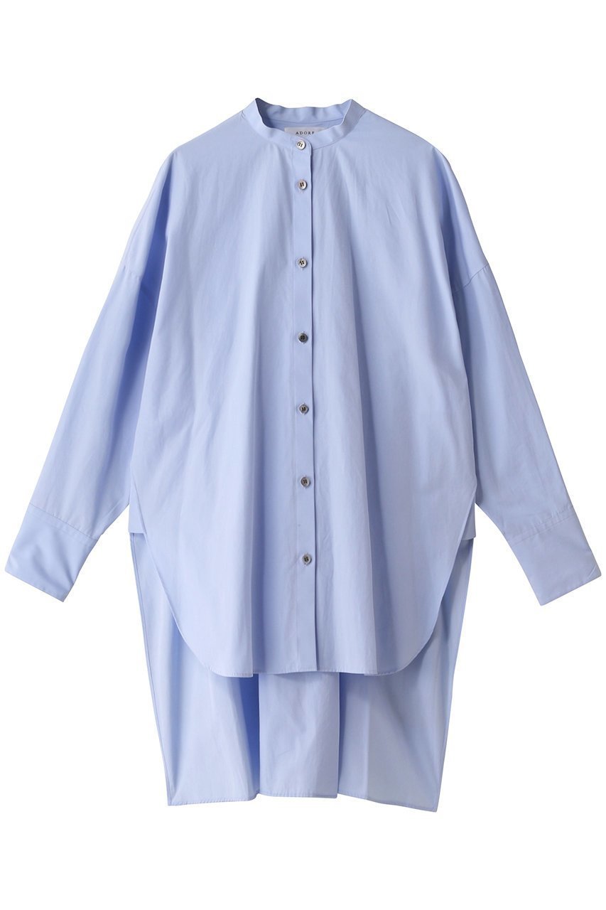 【アドーア/ADORE】のTHOMAS MASON COブロードシャツ インテリア・キッズ・メンズ・レディースファッション・服の通販 founy(ファニー) 　ファッション　Fashion　レディースファッション　Fashion for Women　トップス・カットソー　Cut & Sew Tops　シャツ・ブラウス・オフィスカジュアル　Elegant Blouses & Button-Ups　スリーブ　Sleeve, Long Sleeve / Short Sleeve　センター　Center, Center Line　ティアード　Tiered, Tiered Style　フェミニン　Feminine, Girly　ブロード　Broadcloth, Fine Cotton　ロング　Long, Long-Length　ブルー|ID: prp329100003085051 ipo3291000000034990266
