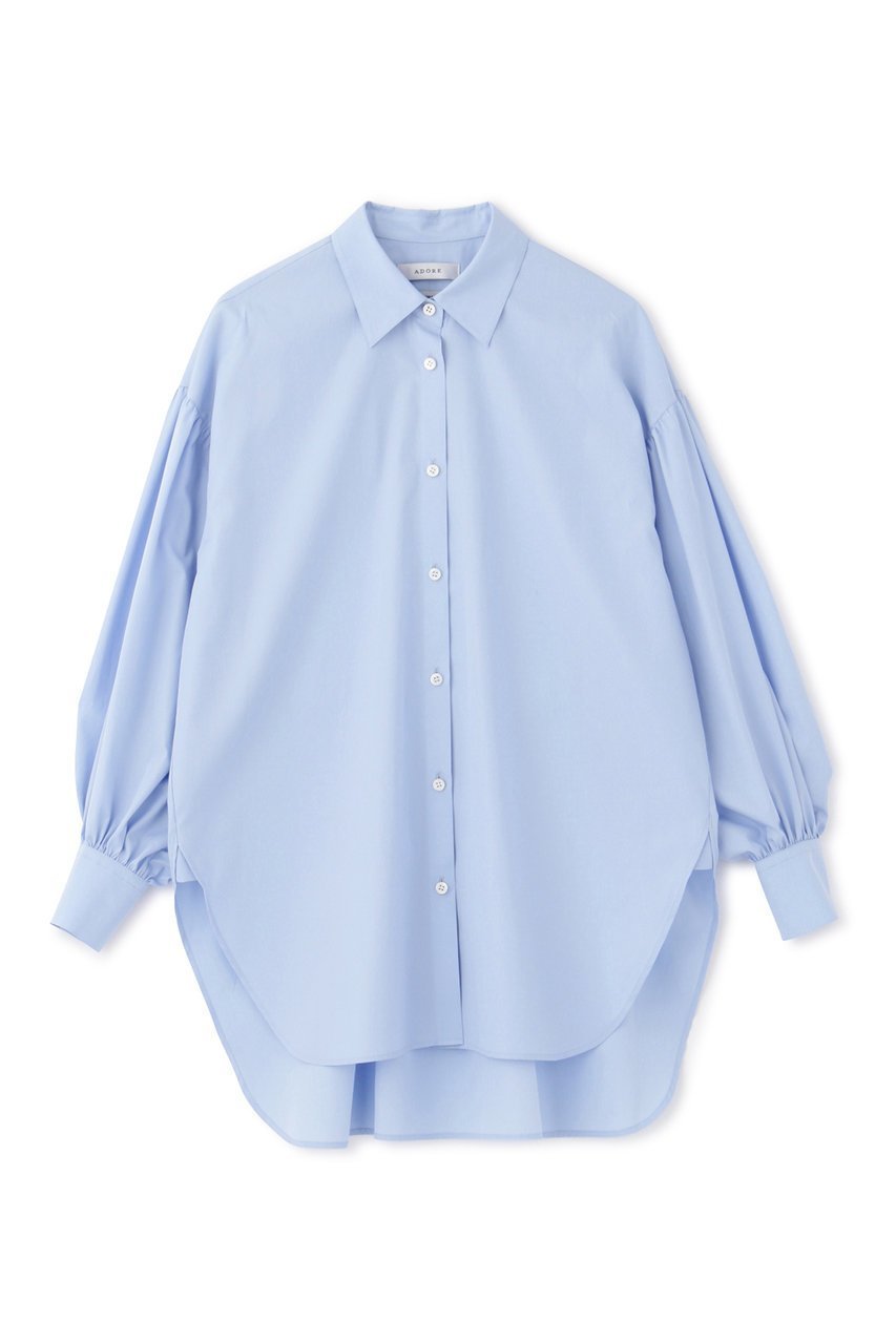 【アドーア/ADORE】のTHOMAS MASON COブロードブラウス インテリア・キッズ・メンズ・レディースファッション・服の通販 founy(ファニー)  ファッション Fashion レディースファッション Fashion for Women トップス・カットソー Cut & Sew Tops シャツ・ブラウス・オフィスカジュアル Elegant Blouses & Button-Ups イタリア Italy ギャザー Gathered, Ruffled シンプル Simple, Minimal スリーブ Sleeve, Long Sleeve / Short Sleeve ブロード Broadcloth, Fine Cotton ロング Long, Long-Length ブルー|ID: prp329100003085052 ipo3291000000034336519