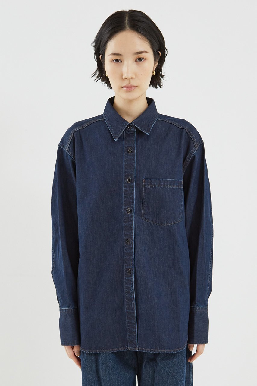【ザ ストア バイ シー/THE STORE by C】のデニムシャツ 人気、トレンドファッション・服の通販 founy(ファニー) 　ファッション　Fashion　レディースファッション　Fashion for Women　トップス・カットソー　Cut & Sew Tops　シャツ・ブラウス・オフィスカジュアル　Elegant Blouses & Button-Ups　おすすめ　Recommended / Our Picks　スリーブ　Sleeve, Long Sleeve / Short Sleeve　デニム　Denim, Jeans Material　ロング　Long, Long-Length　other-4|ID: prp329100003090202 ipo3291000000035308877