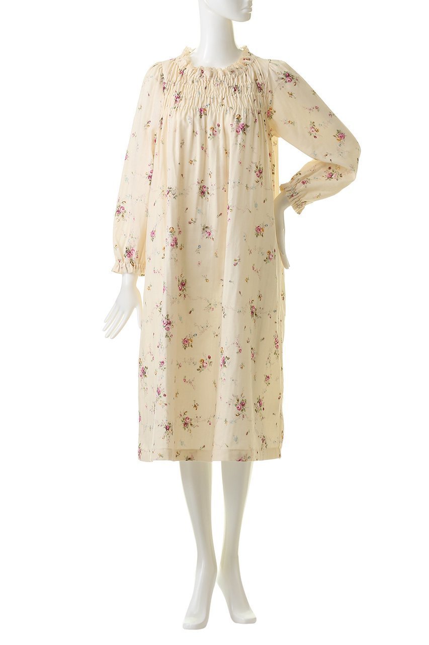 【イクコ/IKUKO】のダブルガーゼ花柄プリント シャーリングネグリジェ 人気、トレンドファッション・服の通販 founy(ファニー) 　ファッション　Fashion　レディースファッション　Fashion for Women　シャーリング　Shirring, Ruched　ダブル　Double, Double-Breasted　パジャマ　Pajamas, Sleepwear　プリント　Print, Printed Pattern　吸水　Absorbent, Quick-Dry　other-2|ID: prp329100003096745 ipo3291000000032832244
