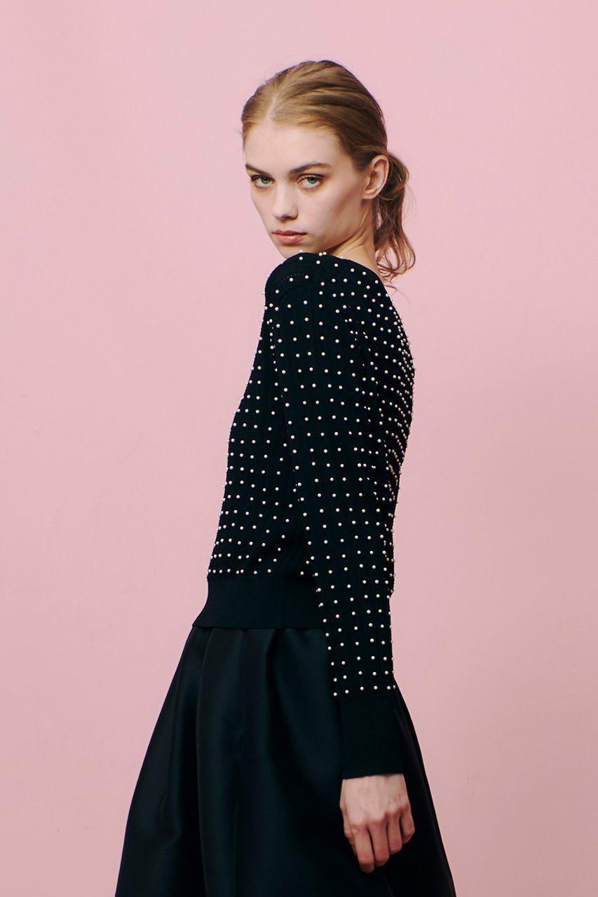 【アルアバイル/allureville】の【Loulou Willoughby】パールスタッズプルオーバー 人気、トレンドファッション・服の通販 founy(ファニー) 　ファッション　Fashion　レディースファッション　Fashion for Women　トップス・カットソー　Cut & Sew Tops　ニット　Knit Tops & Sweaters　カジュアルプルオーバー・ニットトップス　Pullovers & Knit Tops / Casual Pullovers　コンパクト　Compact, Small Size　パール　Pearl, Pearl Accent　エレガント 上品　Elegant　other-7|ID: prp329100003106731 ipo3291000000032949175