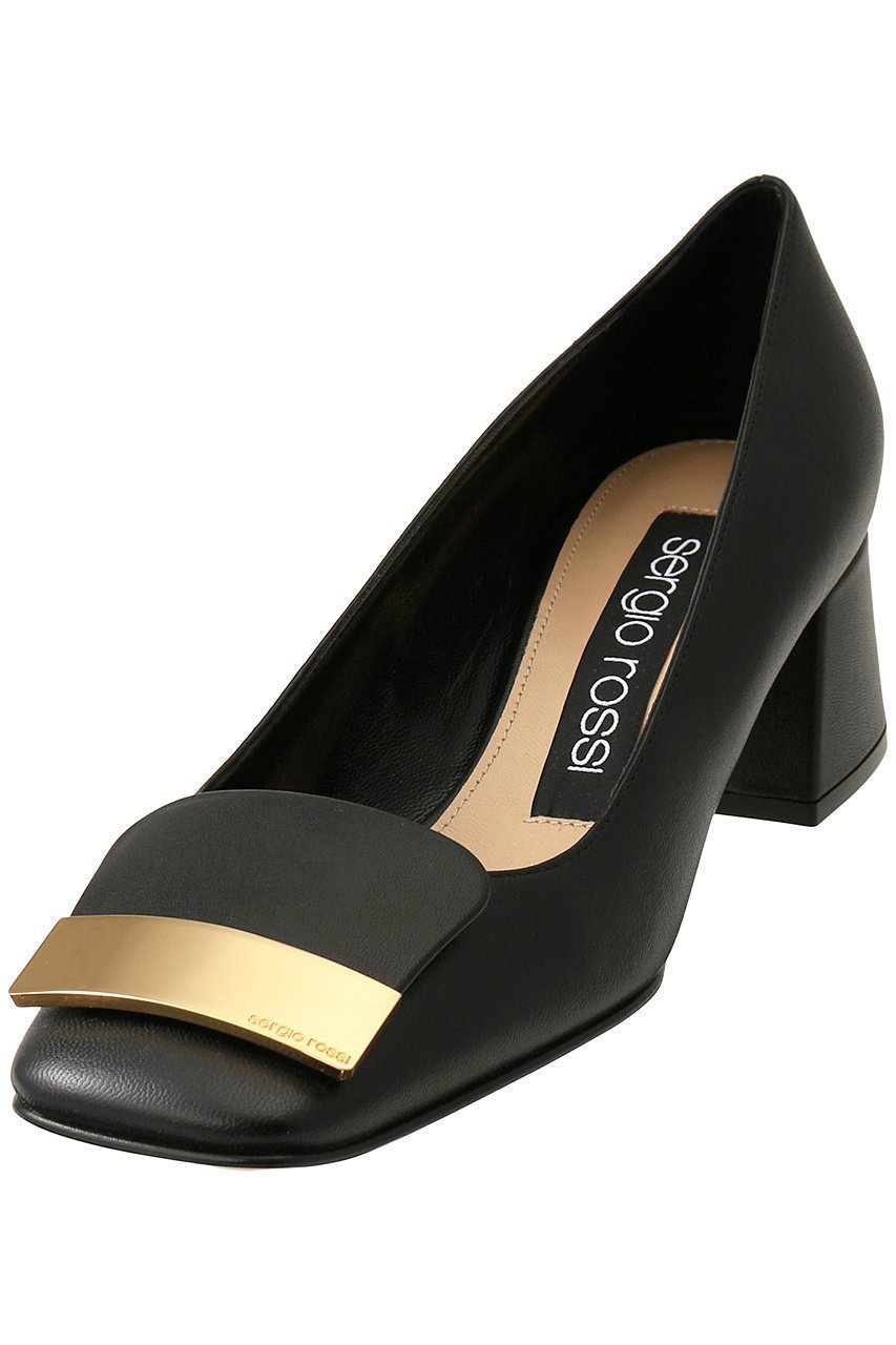 【セルジオ ロッシ/SERGIO ROSSI】のsr1 スクエアトゥパンプス インテリア・キッズ・メンズ・レディースファッション・服の通販 founy(ファニー) ファッション Fashion レディースファッション Fashion for Women なめらか Smooth, Silky Texture プレート Plate, Dish メタル Metal, Metal Parts エレガント 上品 Elegant ブラック/ゴールドプレート|ID: prp329100003120626 ipo3291000000036692048