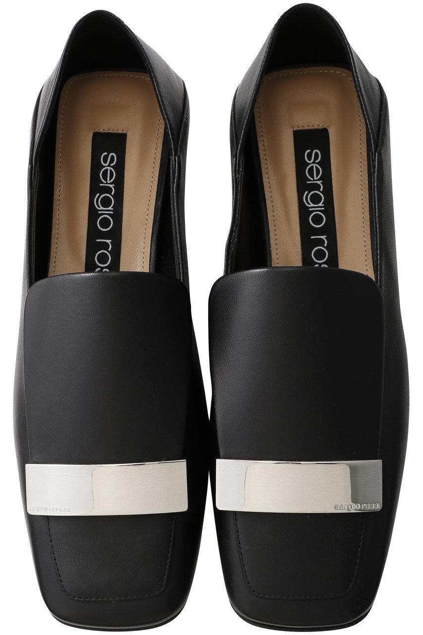 【セルジオ ロッシ/SERGIO ROSSI】のsr1 2wayスリッパ インテリア・キッズ・メンズ・レディースファッション・服の通販 founy(ファニー) 　ファッション　Fashion　レディースファッション　Fashion for Women　コレクション　Collection, Seasonal Line　シューズ　Shoes, Footwear　スリッパ　Slippers, Room Shoes　スリッポン　Slip-On, Loafer　フラット　Flat, Flat Shoes　プレート　Plate, Dish　メタル　Metal, Metal Parts　人気　Popular, Best Seller　ブラック/シルバープレート|ID: prp329100003120632 ipo3291000000036081676