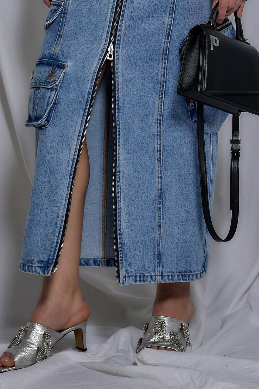 【プランク プロジェクト/PRANK PROJECT】のデニムカーゴスカート / Denim Cargo Skirt 人気、トレンドファッション・服の通販 founy(ファニー) 　ファッション　Fashion　レディースファッション　Fashion for Women　スカート　Skirts　ロングスカート　Long Skirts / Maxi & Midi Skirts　おすすめ　Recommended / Our Picks　ケミカル　Chemical, Chemical Wash　スリット　Slit, Slit Detail　デニム　Denim, Jeans Material　トレンド　Trend, Trending Now　フロント　Front, Front Design　マキシ　Maxi, Full Length　ロング　Long, Long-Length　other-6|ID: prp329100003135192 ipo3291000000032846373
