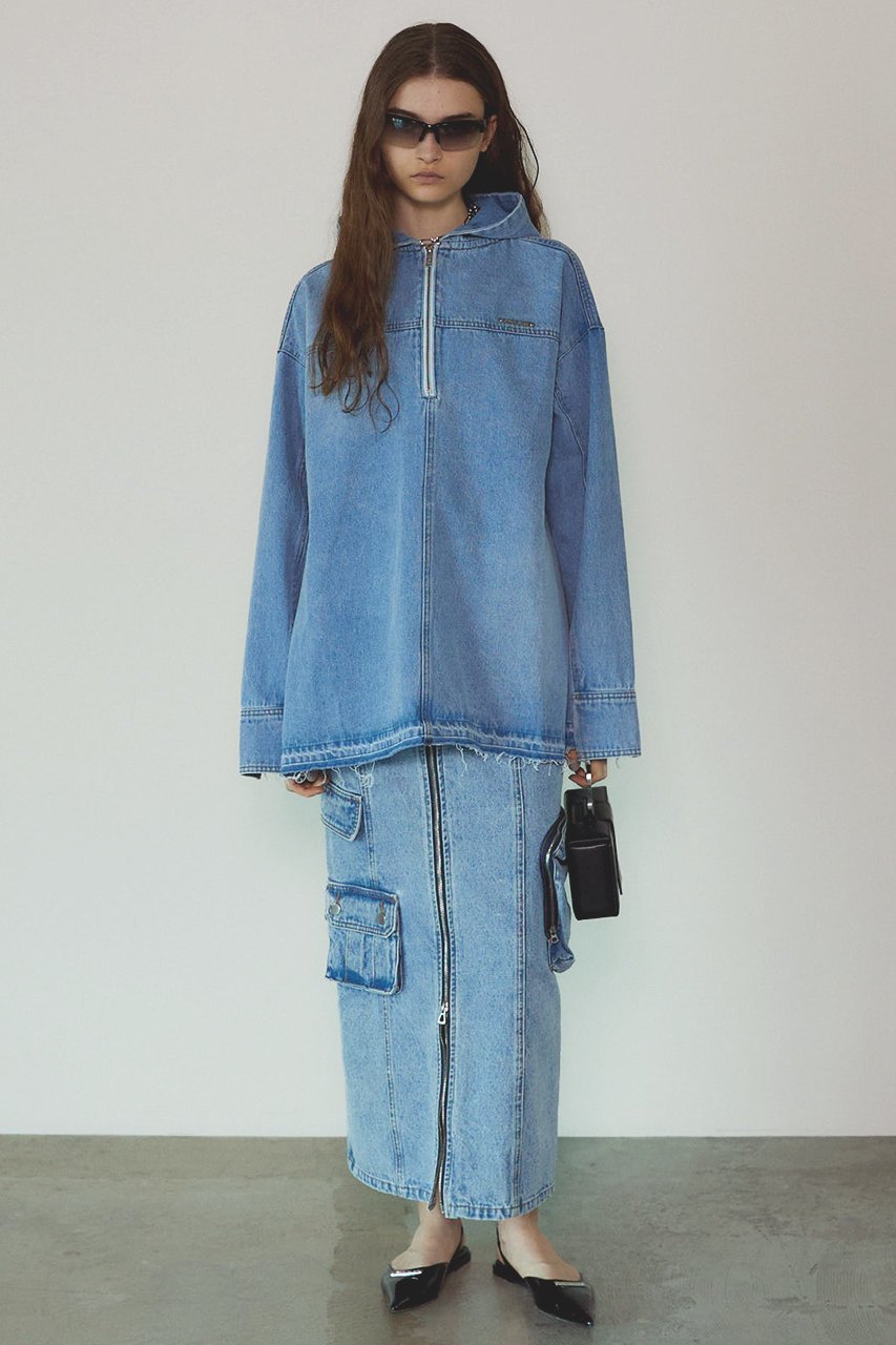 【プランク プロジェクト/PRANK PROJECT】のデニムカーゴスカート / Denim Cargo Skirt 人気、トレンドファッション・服の通販 founy(ファニー) 　ファッション　Fashion　レディースファッション　Fashion for Women　スカート　Skirts　ロングスカート　Long Skirts / Maxi & Midi Skirts　おすすめ　Recommended / Our Picks　ケミカル　Chemical, Chemical Wash　スリット　Slit, Slit Detail　デニム　Denim, Jeans Material　トレンド　Trend, Trending Now　フロント　Front, Front Design　マキシ　Maxi, Full Length　ロング　Long, Long-Length　other-8|ID: prp329100003135192 ipo3291000000032846384
