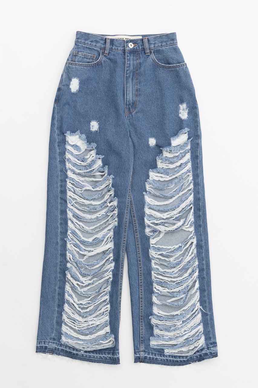 【プランク プロジェクト/PRANK PROJECT】のハードクラッシュデニム / Hard Clashed Jeans インテリア・キッズ・メンズ・レディースファッション・服の通販 founy(ファニー) 　ファッション　Fashion　レディースファッション　Fashion for Women　パンツ　Pants & Trousers　デニムパンツ・ジーンズ・美脚デニム　Denim Jeans & Pants　おすすめ　Recommended / Our Picks　クラッシュ　Distressed, Crashed Style　デニム　Denim, Jeans Material　フェミニン　Feminine, Girly　フロント　Front, Front Design　ルーズ　Loose, Oversized　ヴィンテージ　Vintage Style　BLU(ブルー)|ID: prp329100003135201 ipo3291000000032828792