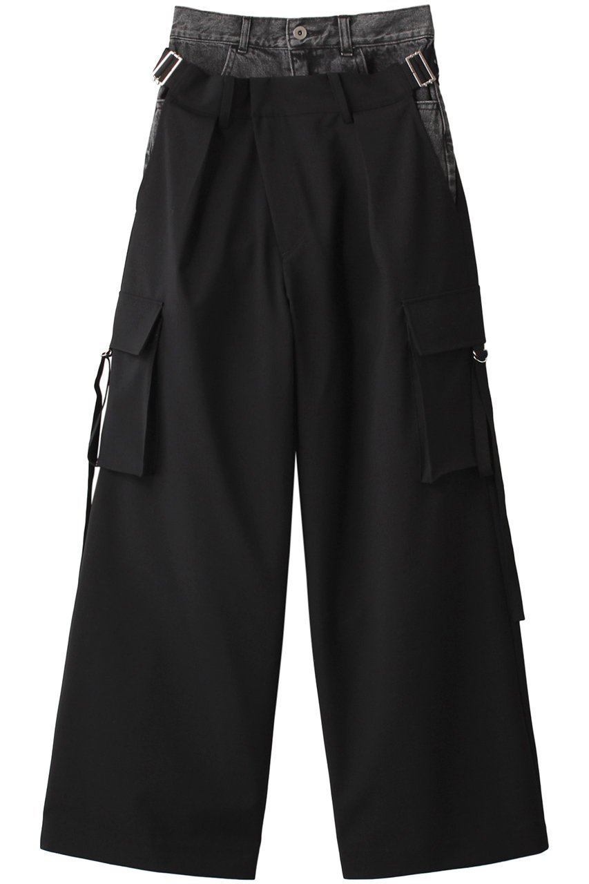 【プランク プロジェクト/PRANK PROJECT】のダブルウエストレイヤードデニムパンツ / Double West Layered Denim Pants インテリア・キッズ・メンズ・レディースファッション・服の通販 founy(ファニー) 　ファッション　Fashion　レディースファッション　Fashion for Women　パンツ　Pants & Trousers　デニムパンツ・ジーンズ・美脚デニム　Denim Jeans & Pants　ショーツ　Shorts, Short Pants　スーツ　Suit, Formalwear　デニム　Denim, Jeans Material　BLK(ブラック)|ID: prp329100003135214 ipo3291000000032830855
