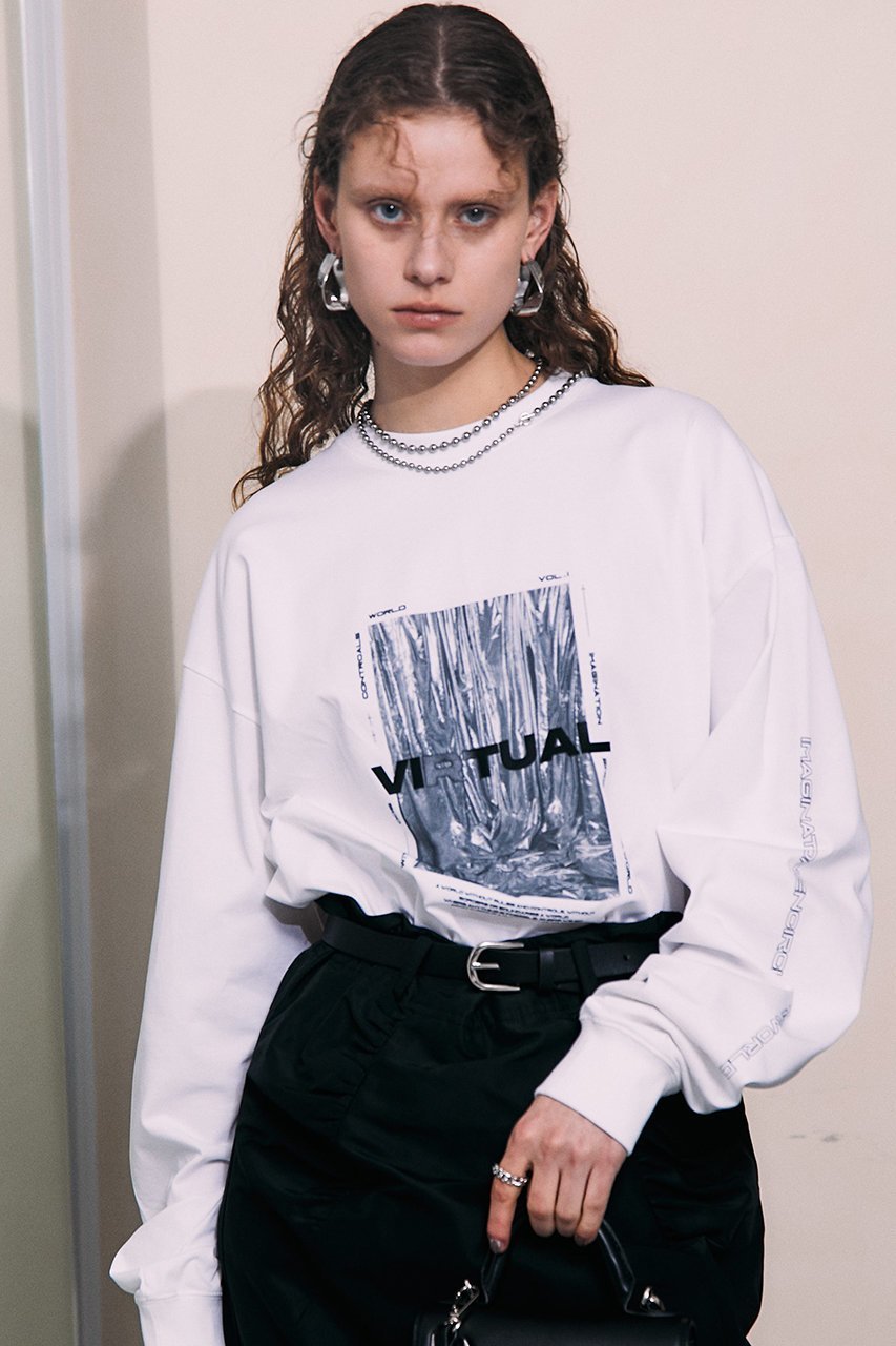 【プランク プロジェクト/PRANK PROJECT】のVIRTUALロングTEE / VIRTUAL Long Sleeve Tee 人気、トレンドファッション・服の通販 founy(ファニー) 　ファッション　Fashion　レディースファッション　Fashion for Women　トップス・カットソー　Cut & Sew Tops　シャツ・ブラウス・オフィスカジュアル　Elegant Blouses & Button-Ups　ロングTシャツ・Tシャツ　Longline T-Shirts & Tees　カットソー・ベーシックTシャツ　Cut-and-Sewn Tops / Stretch Tees & Basics　おすすめ　Recommended / Our Picks　ウォッシャブル　Machine Washable　スリーブ　Sleeve, Long Sleeve / Short Sleeve　プリント　Print, Printed Pattern　ボトム　Bottoms, Lower Wear　メタル　Metal, Metal Parts　ロング　Long, Long-Length　other-4|ID: prp329100003135219 ipo3291000000036653792