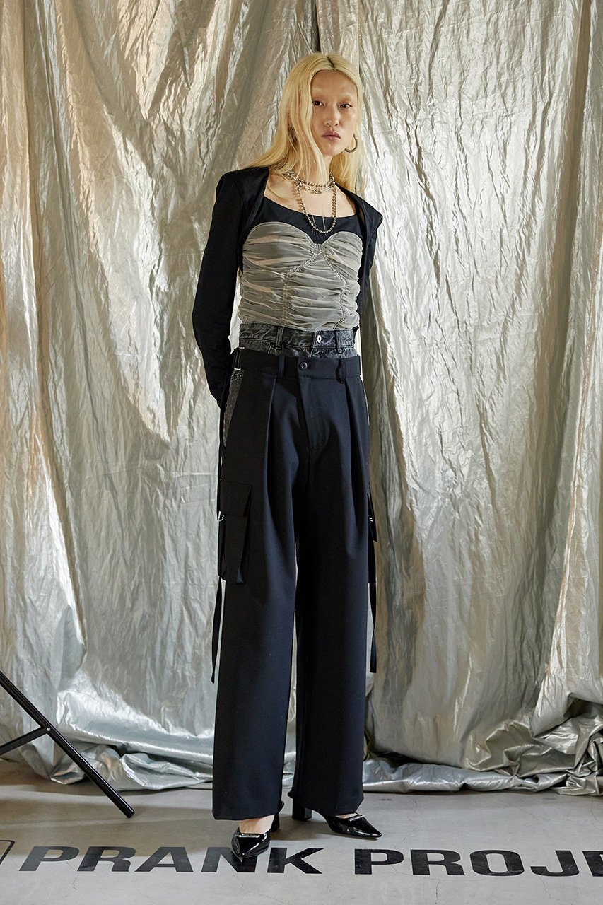 【プランク プロジェクト/PRANK PROJECT】のスキューバギャザービスチェトップ / Scuba-Jersey Gathered Bistier Top 人気、トレンドファッション・服の通販 founy(ファニー) 　ファッション　Fashion　レディースファッション　WOMEN　トップス・カットソー　Tops/Tshirt　キャミソール / ノースリーブ　No Sleeves　シャツ/ブラウス　Shirts/Blouses　ロング / Tシャツ　T-Shirts　カットソー　Cut and Sewn　ビスチェ　Bustier　エレガント 上品　Elegant　カットソー　Cut And Sew　キャミソール　Camisole　コンパクト　Compact　ショルダー　Shoulder　ジップ　Zip　タンク　Tank　チュール　Tulle　トレンド　Trend　水着　Swimsuit　other-7|ID: prp329100003135231 ipo3291000000031416242