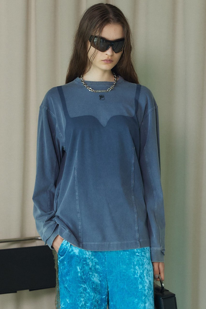 【プランク プロジェクト/PRANK PROJECT】のビスチェオーバーダイロンTEE / Bistier Over Dye Long Sleeve Tee 人気、トレンドファッション・服の通販 founy(ファニー) 　ファッション　Fashion　レディースファッション　Fashion for Women　トップス・カットソー　Cut & Sew Tops　シャツ・ブラウス・オフィスカジュアル　Elegant Blouses & Button-Ups　ロングTシャツ・Tシャツ　Longline T-Shirts & Tees　カットソー・ベーシックTシャツ　Cut-and-Sewn Tops / Stretch Tees & Basics　ビスチェ　Bustiers & Corset Tops / Layered Bustier Style　グラデーション　Gradient, Ombre　ジーンズ　Jeans, Denim Pants　スリーブ　Sleeve, Long Sleeve / Short Sleeve　ビスチェ　Bustier, Corset Top　ビンテージ　Vintage, Retro Style　ボトム　Bottoms, Lower Wear　ロング　Long, Long-Length　other-8|ID: prp329100003135234 ipo3291000000032937439
