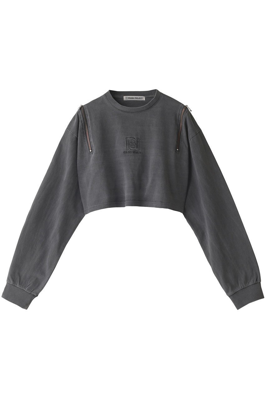 【プランク プロジェクト/PRANK PROJECT】のロゴエンブロイダリーピグメントオーバートップ / Logo Embroidery Pigment Over Top 人気、トレンドファッション・服の通販 founy(ファニー) ファッション Fashion レディースファッション Fashion for Women トップス・カットソー Cut & Sew Tops ニット Knit Tops & Sweaters カジュアルプルオーバー・ニットトップス Pullovers & Knit Tops / Casual Pullovers おすすめ Recommended / Our Picks ショート Short, Short Length ジップ Zip, Zipper ヴィンテージ Vintage Style other-1|ID: prp329100003135238 ipo3291000000034421725