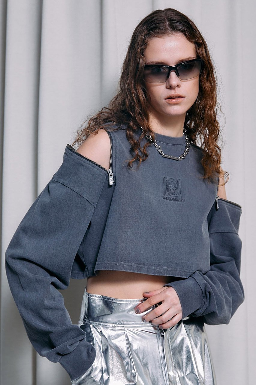 【プランク プロジェクト/PRANK PROJECT】のロゴエンブロイダリーピグメントオーバートップ / Logo Embroidery Pigment Over Top 人気、トレンドファッション・服の通販 founy(ファニー) 　ファッション　Fashion　レディースファッション　Fashion for Women　トップス・カットソー　Cut & Sew Tops　ニット　Knit Tops & Sweaters　カジュアルプルオーバー・ニットトップス　Pullovers & Knit Tops / Casual Pullovers　おすすめ　Recommended / Our Picks　ショート　Short, Short Length　ジップ　Zip, Zipper　ヴィンテージ　Vintage Style　other-8|ID: prp329100003135238 ipo3291000000035837456