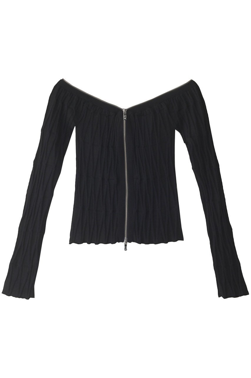 【プランク プロジェクト/PRANK PROJECT】のオフショルジップニット / Off Shoulder Zip Knit インテリア・キッズ・メンズ・レディースファッション・服の通販 founy(ファニー) 　ファッション　Fashion　レディースファッション　Fashion for Women　トップス・カットソー　Cut & Sew Tops　ニット　Knit Tops & Sweaters　カジュアルプルオーバー・ニットトップス　Pullovers & Knit Tops / Casual Pullovers　おすすめ　Recommended / Our Picks　インナー　Innerwear　タンク　Tank Top, Sleeveless Top　フロント　Front, Front Design　BLK(ブラック)|ID: prp329100003135239 ipo3291000000032960647
