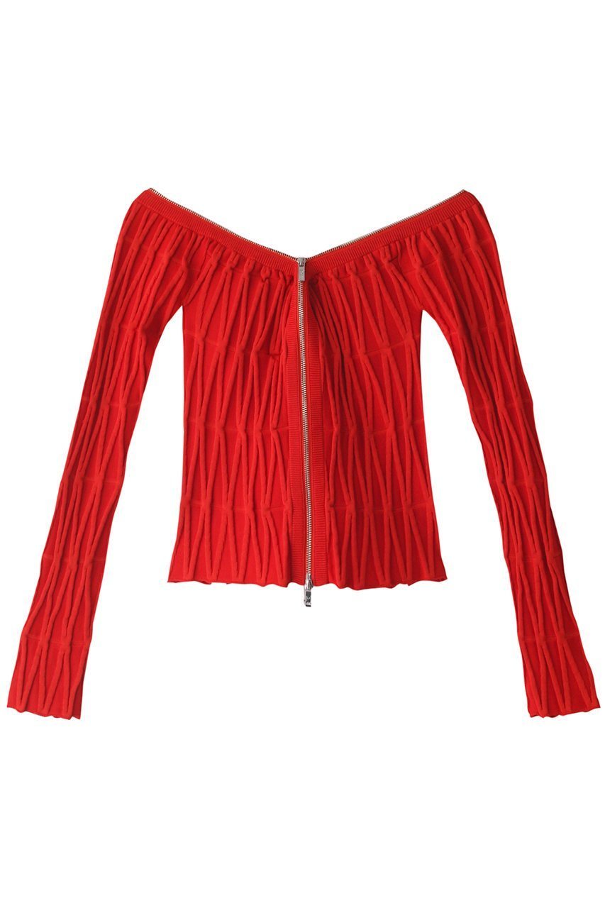 【プランク プロジェクト/PRANK PROJECT】のオフショルジップニット / Off Shoulder Zip Knit インテリア・キッズ・メンズ・レディースファッション・服の通販 founy(ファニー) 　ファッション　Fashion　レディースファッション　Fashion for Women　トップス・カットソー　Cut & Sew Tops　ニット　Knit Tops & Sweaters　カジュアルプルオーバー・ニットトップス　Pullovers & Knit Tops / Casual Pullovers　おすすめ　Recommended / Our Picks　インナー　Innerwear　タンク　Tank Top, Sleeveless Top　フロント　Front, Front Design　RED(レッド)|ID: prp329100003135239 ipo3291000000036098954