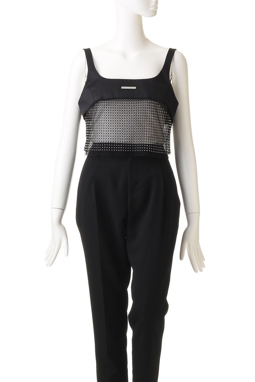 【プランク プロジェクト/PRANK PROJECT】のビジューメッシュトップ / Bijou Mesh Top 人気、トレンドファッション・服の通販 founy(ファニー) 　ファッション　Fashion　レディースファッション　Fashion for Women　トップス・カットソー　Cut & Sew Tops　キャミソール&ノースリーブ　Camisoles & Sleeveless Tops　シャツ・ブラウス・オフィスカジュアル　Elegant Blouses & Button-Ups　ロングTシャツ・Tシャツ　Longline T-Shirts & Tees　カットソー・ベーシックTシャツ　Cut-and-Sewn Tops / Stretch Tees & Basics　アクセサリー　Fashion Accessories　キャミソール　Camisole, Spaghetti Strap Top　コンビ　Combo, Combination Style　サテン　Satin, Glossy Fabric　サロペット　Overalls, Salopette　ジャケット　Jacket, Outerwear　スクエア　Square, Square Shape　ストーン　Stone, Gem-Like　タンク　Tank Top, Sleeveless Top　ビスチェ　Bustier, Corset Top　メッシュ　Mesh, Net Fabric　軽量　Lightweight, Ultra Light　other-2|ID: prp329100003135258 ipo3291000000036653891
