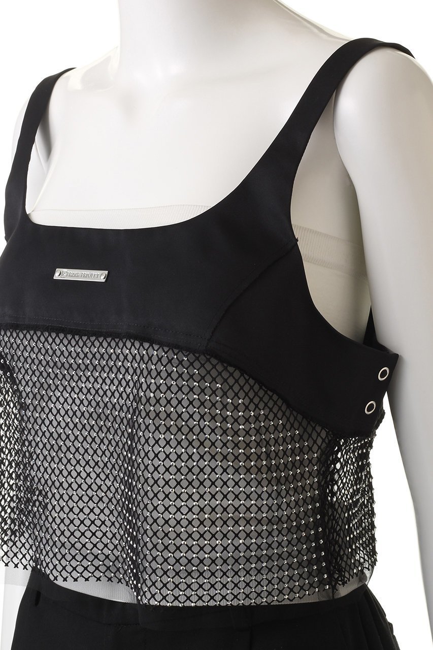 【プランク プロジェクト/PRANK PROJECT】のビジューメッシュトップ / Bijou Mesh Top 人気、トレンドファッション・服の通販 founy(ファニー) 　ファッション　Fashion　レディースファッション　Fashion for Women　トップス・カットソー　Cut & Sew Tops　キャミソール&ノースリーブ　Camisoles & Sleeveless Tops　シャツ・ブラウス・オフィスカジュアル　Elegant Blouses & Button-Ups　ロングTシャツ・Tシャツ　Longline T-Shirts & Tees　カットソー・ベーシックTシャツ　Cut-and-Sewn Tops / Stretch Tees & Basics　アクセサリー　Fashion Accessories　キャミソール　Camisole, Spaghetti Strap Top　コンビ　Combo, Combination Style　サテン　Satin, Glossy Fabric　サロペット　Overalls, Salopette　ジャケット　Jacket, Outerwear　スクエア　Square, Square Shape　ストーン　Stone, Gem-Like　タンク　Tank Top, Sleeveless Top　ビスチェ　Bustier, Corset Top　メッシュ　Mesh, Net Fabric　軽量　Lightweight, Ultra Light　other-5|ID: prp329100003135258 ipo3291000000036653894
