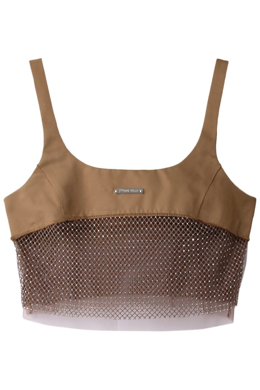 【プランク プロジェクト/PRANK PROJECT】のビジューメッシュトップ / Bijou Mesh Top インテリア・キッズ・メンズ・レディースファッション・服の通販 founy(ファウニー) 　ファッション　Fashion　レディースファッション　Fashion for Women　トップス・カットソー　Cut & Sew Tops　キャミソール&ノースリーブ　Camisoles & Sleeveless Tops　シャツ・ブラウス・オフィスカジュアル　Elegant Blouses & Button-Ups　ロングTシャツ・Tシャツ　Longline T-Shirts & Tees　カットソー・ベーシックTシャツ　Cut-and-Sewn Tops / Stretch Tees & Basics　アクセサリー　Fashion Accessories　キャミソール　Camisole, Spaghetti Strap Top　コンビ　Combo, Combination Style　サテン　Satin, Glossy Fabric　サロペット　Overalls, Salopette　ジャケット　Jacket, Outerwear　スクエア　Square, Square Shape　ストーン　Stone, Gem-Like　タンク　Tank Top, Sleeveless Top　ビスチェ　Bustier, Corset Top　メッシュ　Mesh, Net Fabric　軽量　Lightweight, Ultra Light　BEG(ベージュ)|ID: prp329100003135258 ipo3291000000036974134