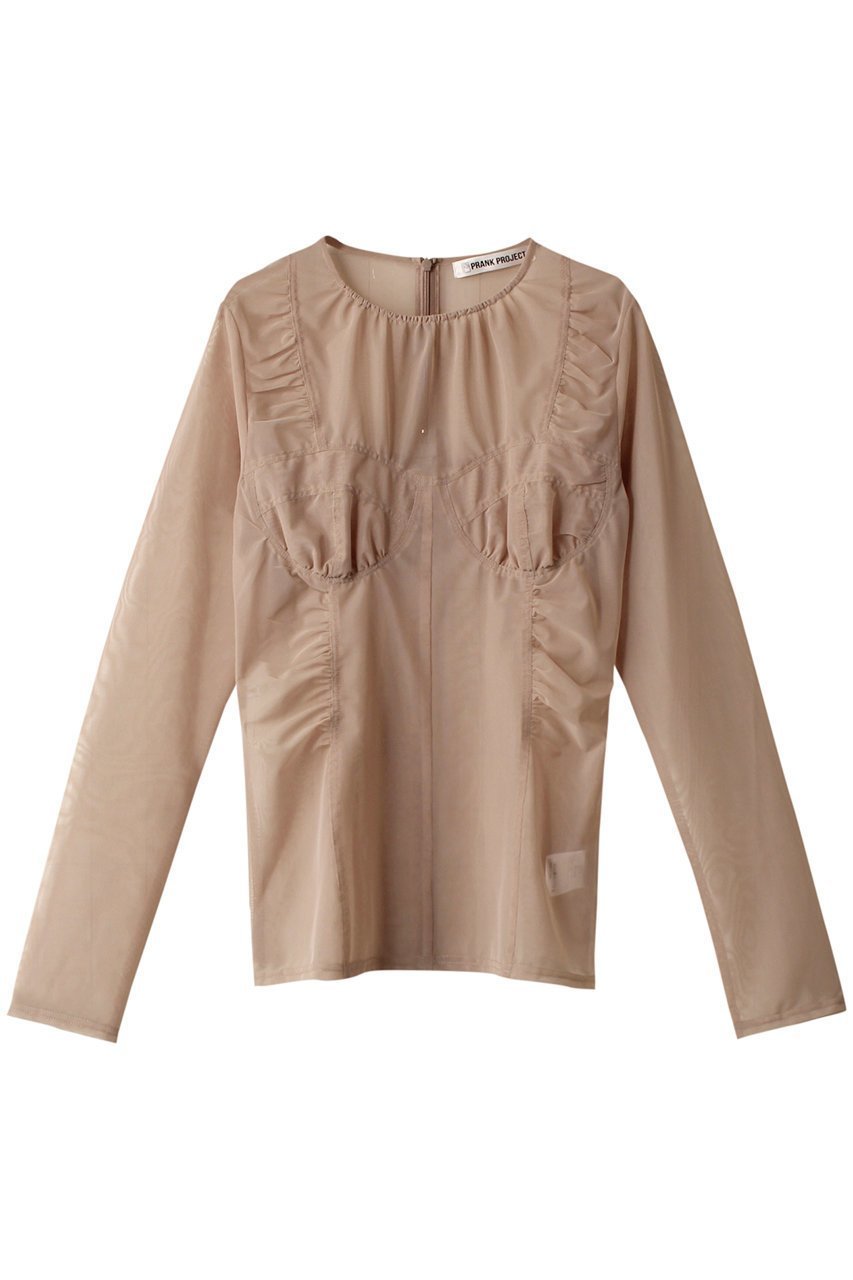 【プランク プロジェクト/PRANK PROJECT】のブラカップチュールトップ / Barassiere Cup Tulle Top インテリア・キッズ・メンズ・レディースファッション・服の通販 founy(ファニー) 　ファッション　Fashion　レディースファッション　Fashion for Women　トップス・カットソー　Cut & Sew Tops　キャミソール&ノースリーブ　Camisoles & Sleeveless Tops　シャツ・ブラウス・オフィスカジュアル　Elegant Blouses & Button-Ups　ロングTシャツ・Tシャツ　Longline T-Shirts & Tees　カットソー・ベーシックTシャツ　Cut-and-Sewn Tops / Stretch Tees & Basics　インナー　Innerwear　キャミソール　Camisole, Spaghetti Strap Top　ギャザー　Gathered, Ruffled　ストレッチ　Stretch, Stretchy Fabric　タンク　Tank Top, Sleeveless Top　チュール　Tulip, Tulip Motif　夏　Summer　BGE(ベージュ)|ID: prp329100003135260 ipo3291000000032838306