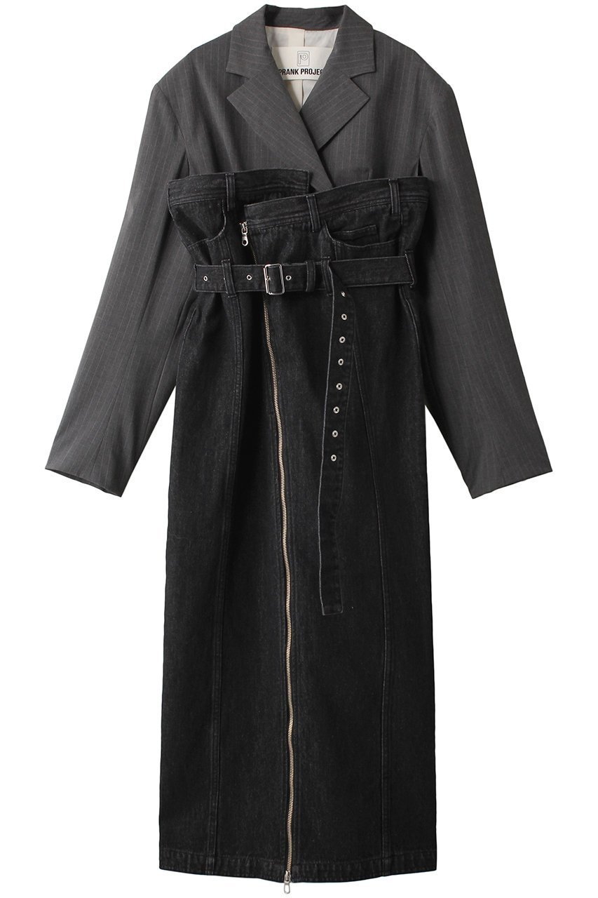 【プランク プロジェクト/PRANK PROJECT】のテーラードデニムワンピース / Tailored Denim Dress インテリア・キッズ・メンズ・レディースファッション・服の通販 founy(ファニー) 　ファッション　Fashion　レディースファッション　Fashion for Women　ワンピース　Dresses　フォーマル・パーティードレス・結婚式用ドレス　Elegant & Casual Dresses　チュニック　Tunic Tops & Dresses　アシンメトリー　Asymmetrical Style　春　Spring　ジャケット　Jacket, Outerwear　ストレッチ　Stretch, Stretchy Fabric　ストレート　Straight, Straight Cut　スリット　Slit, Slit Detail　セパレート　Separate, Two-Piece　チュニック　Tunic, Long Top　デニム　Denim, Jeans Material　ドット　Polka Dot, Dot Pattern　フロント　Front, Front Design　メタル　Metal, Metal Parts　モダン　Modern, Contemporary　ロング　Long, Long-Length　おすすめ　Recommended / Our Picks　BLK(ブラック)|ID: prp329100003135271 ipo3291000000032903676