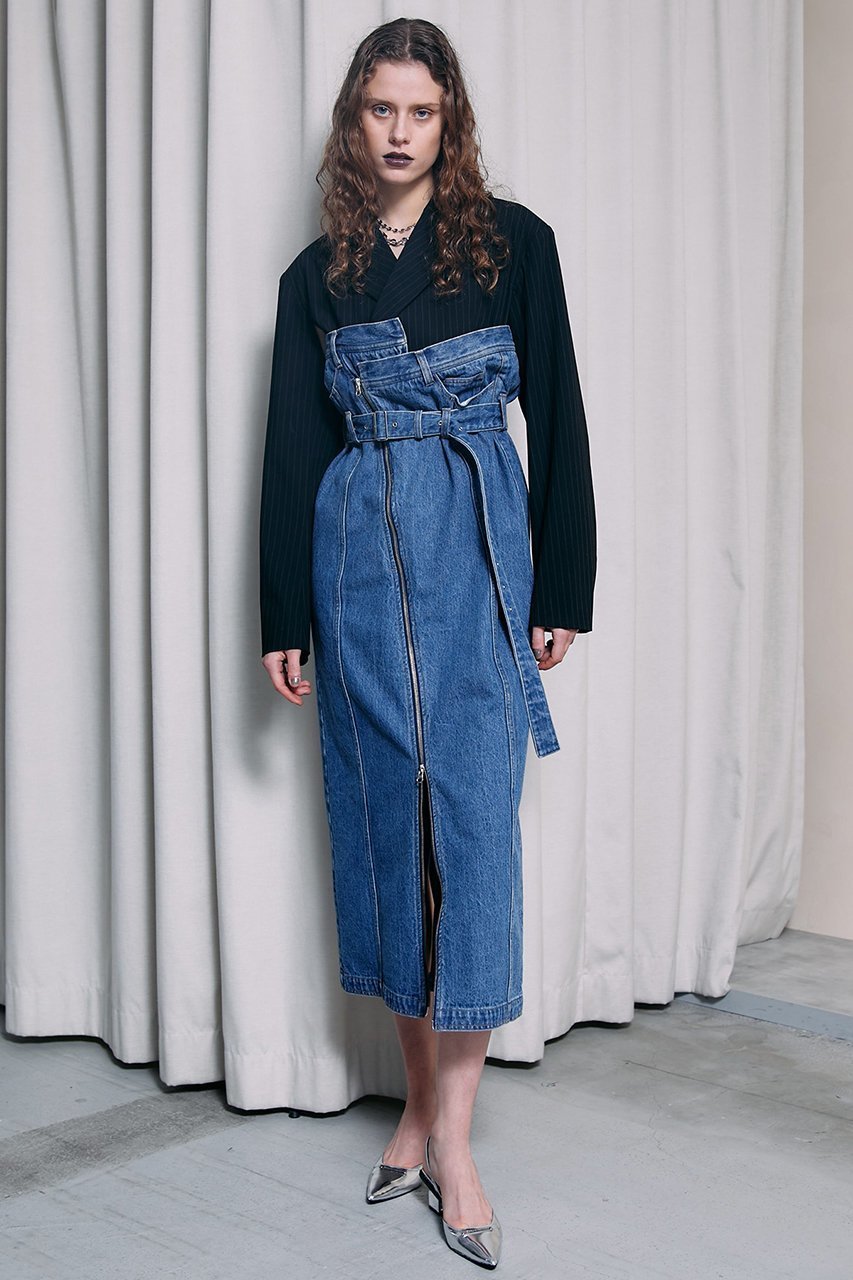 【プランク プロジェクト/PRANK PROJECT】のテーラードデニムワンピース / Tailored Denim Dress 人気、トレンドファッション・服の通販 founy(ファニー) 　ファッション　Fashion　レディースファッション　Fashion for Women　ワンピース　Dresses　フォーマル・パーティードレス・結婚式用ドレス　Elegant & Casual Dresses　チュニック　Tunic Tops & Dresses　アシンメトリー　Asymmetrical Style　春　Spring　ジャケット　Jacket, Outerwear　ストレッチ　Stretch, Stretchy Fabric　ストレート　Straight, Straight Cut　スリット　Slit, Slit Detail　セパレート　Separate, Two-Piece　チュニック　Tunic, Long Top　デニム　Denim, Jeans Material　ドット　Polka Dot, Dot Pattern　フロント　Front, Front Design　メタル　Metal, Metal Parts　モダン　Modern, Contemporary　ロング　Long, Long-Length　おすすめ　Recommended / Our Picks　other-2|ID: prp329100003135271 ipo3291000000032903682