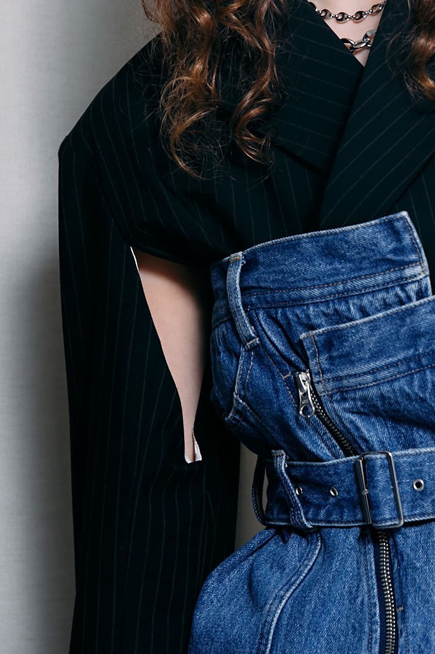 【プランク プロジェクト/PRANK PROJECT】のテーラードデニムワンピース / Tailored Denim Dress 人気、トレンドファッション・服の通販 founy(ファニー) 　ファッション　Fashion　レディースファッション　Fashion for Women　ワンピース　Dresses　フォーマル・パーティードレス・結婚式用ドレス　Elegant & Casual Dresses　チュニック　Tunic Tops & Dresses　アシンメトリー　Asymmetrical Style　春　Spring　ジャケット　Jacket, Outerwear　ストレッチ　Stretch, Stretchy Fabric　ストレート　Straight, Straight Cut　スリット　Slit, Slit Detail　セパレート　Separate, Two-Piece　チュニック　Tunic, Long Top　デニム　Denim, Jeans Material　ドット　Polka Dot, Dot Pattern　フロント　Front, Front Design　メタル　Metal, Metal Parts　モダン　Modern, Contemporary　ロング　Long, Long-Length　おすすめ　Recommended / Our Picks　other-6|ID: prp329100003135271 ipo3291000000032903695