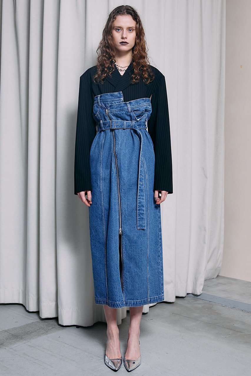 【プランク プロジェクト/PRANK PROJECT】のテーラードデニムワンピース / Tailored Denim Dress 人気、トレンドファッション・服の通販 founy(ファニー) 　ファッション　Fashion　レディースファッション　Fashion for Women　ワンピース　Dresses　フォーマル・パーティードレス・結婚式用ドレス　Elegant & Casual Dresses　チュニック　Tunic Tops & Dresses　アシンメトリー　Asymmetrical Style　春　Spring　ジャケット　Jacket, Outerwear　ストレッチ　Stretch, Stretchy Fabric　ストレート　Straight, Straight Cut　スリット　Slit, Slit Detail　セパレート　Separate, Two-Piece　チュニック　Tunic, Long Top　デニム　Denim, Jeans Material　ドット　Polka Dot, Dot Pattern　フロント　Front, Front Design　メタル　Metal, Metal Parts　モダン　Modern, Contemporary　ロング　Long, Long-Length　おすすめ　Recommended / Our Picks　other-8|ID: prp329100003135271 ipo3291000000032903700