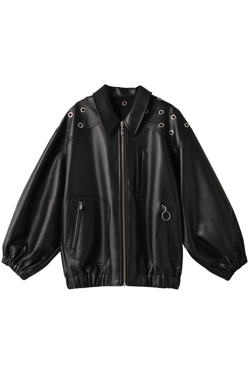 【プランク プロジェクト/PRANK PROJECT】のスタッズオーバーブルゾン / Studs Over Blouson インテリア・キッズ・メンズ・レディースファッション・服の通販 founy(ファニー) 　ファッション　Fashion　レディースファッション　Fashion for Women　アウター　Coat / Outerwear Collection　レディースジャケット・軽アウター　Jackets　ブルゾンジャケット・スポーティアウター　Blouson Jackets　おすすめ　Recommended / Our Picks　シンプル　Simple, Minimal　ジャケット　Jacket, Outerwear　デニム　Denim, Jeans Material　バランス　Balance, Style Balance　フェイクレザー　Faux Leather, PU Leather　ブルゾン　Blouson, Bomber Jacket　ヨーク　Yoke, Yoke Design　BLK(ブラック)|ID: prp329100003135274 ipo3291000000032915982