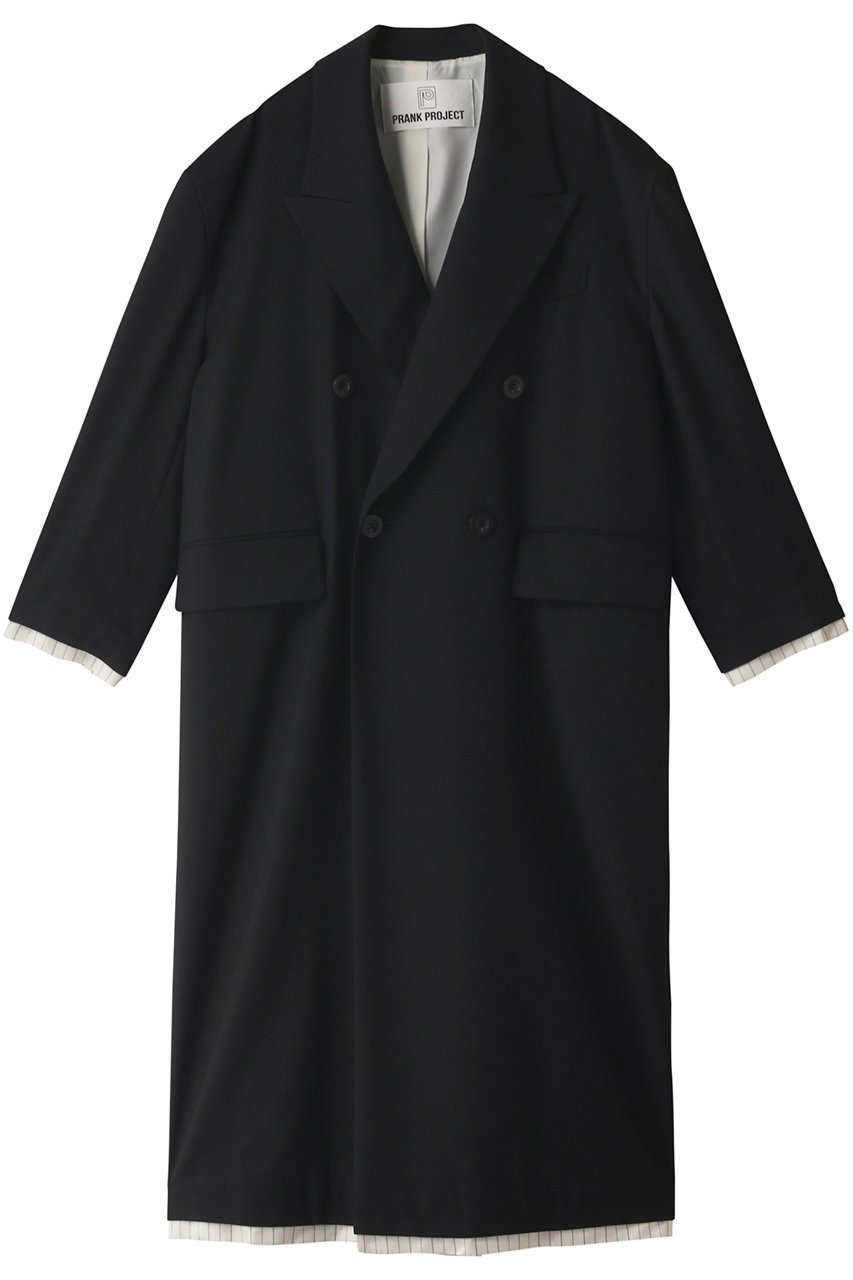 【プランク プロジェクト/PRANK PROJECT】のピークドカラービッグチェスターコート / Peaked Collar Big Chester Coat 人気、トレンドファッション・服の通販 founy(ファニー) 　ファッション　Fashion　レディースファッション　Fashion for Women　アウター　Coat / Outerwear Collection　コート・ロングコート・ピーコート　Long Coats, Peacoats & More　チェスターコート・ロング丈アウター　Chester Coats / Chesterfield Long Coats　おすすめ　Recommended / Our Picks　キャップ　Cap, Baseball Cap　サマー　Summer, Summer Style　ストライプ　Stripe, Striped Pattern　チェスターコート　Chester Coat, Long Coat　ツイスト　Tweed, Tweed Fabric　デニム　Denim, Jeans Material　ロング　Long, Long-Length　ワイド　Wide, Wide Fit　日本製　Made In Japan　無地　Plain, Solid Color　 other-1|ID: prp329100003135279 ipo3291000000036561917