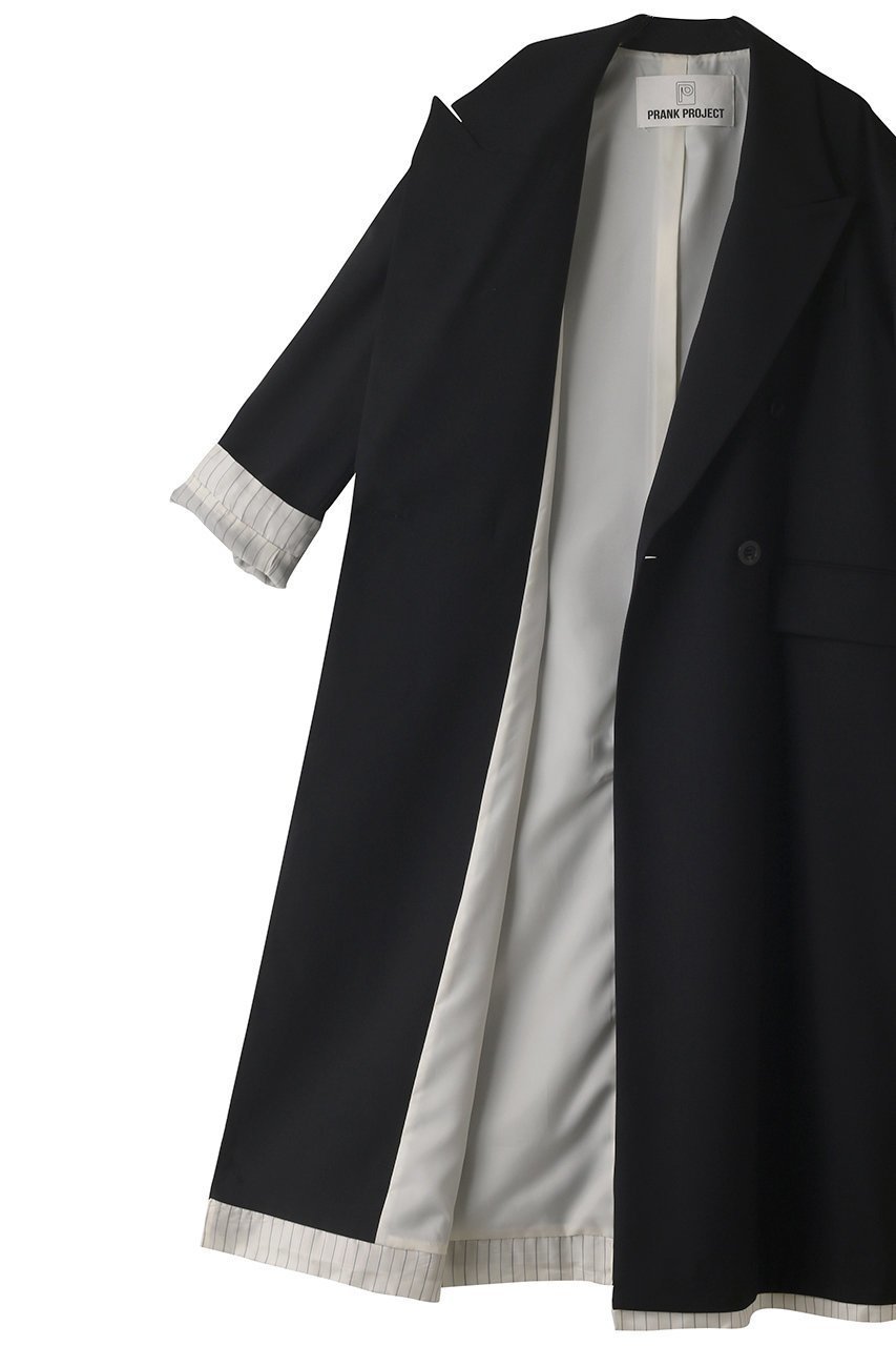 【プランク プロジェクト/PRANK PROJECT】のピークドカラービッグチェスターコート / Peaked Collar Big Chester Coat 人気、トレンドファッション・服の通販 founy(ファニー) 　ファッション　Fashion　レディースファッション　Fashion for Women　アウター　Coat / Outerwear Collection　コート・ロングコート・ピーコート　Long Coats, Peacoats & More　チェスターコート・ロング丈アウター　Chester Coats / Chesterfield Long Coats　おすすめ　Recommended / Our Picks　キャップ　Cap, Baseball Cap　サマー　Summer, Summer Style　ストライプ　Stripe, Striped Pattern　チェスターコート　Chester Coat, Long Coat　ツイスト　Tweed, Tweed Fabric　デニム　Denim, Jeans Material　ロング　Long, Long-Length　ワイド　Wide, Wide Fit　日本製　Made In Japan　無地　Plain, Solid Color　other-6|ID: prp329100003135279 ipo3291000000036638919