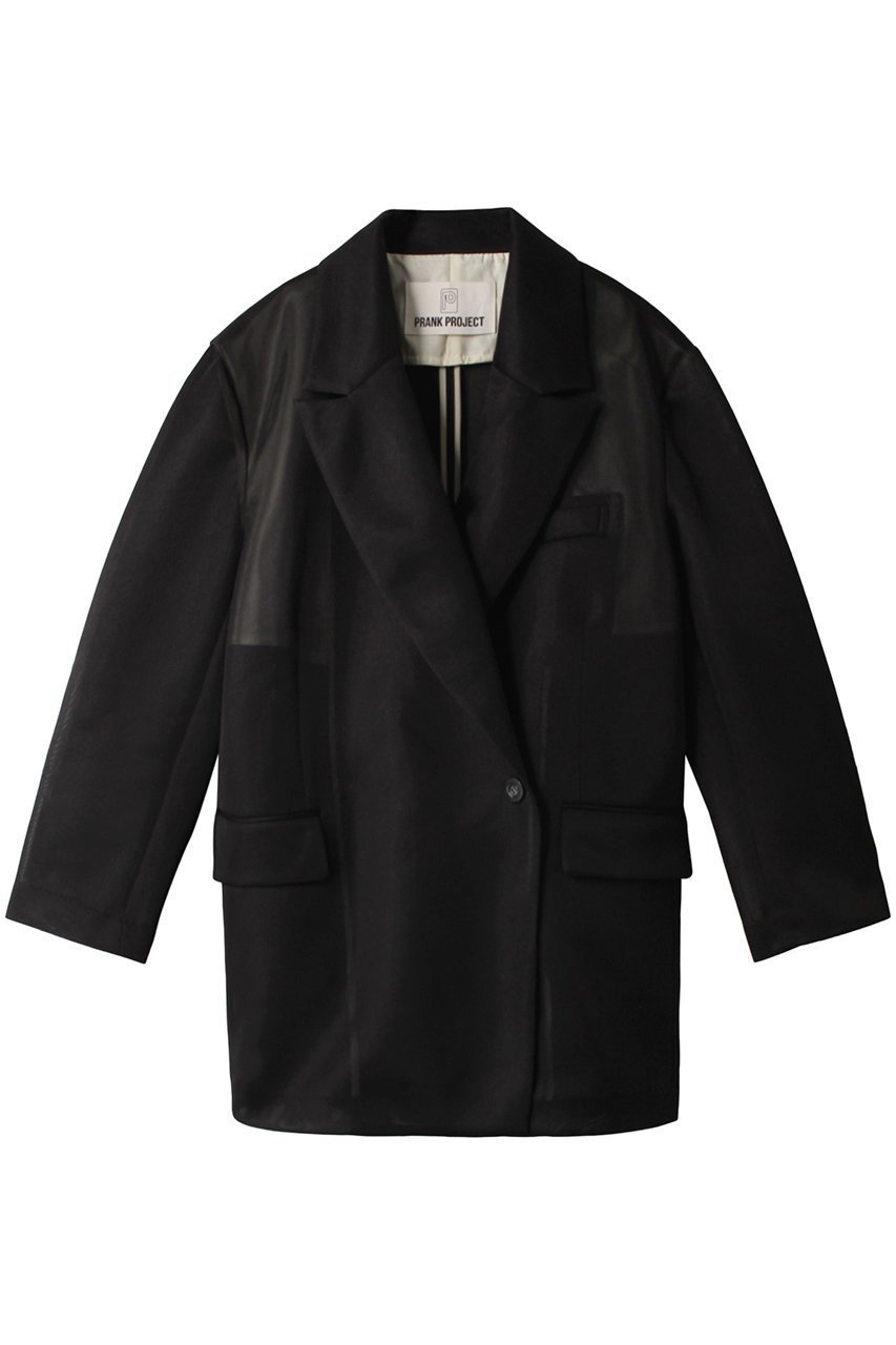 【プランク プロジェクト/PRANK PROJECT】のシースルーオーバージャケット / See-through Over Jacket インテリア・キッズ・メンズ・レディースファッション・服の通販 founy(ファニー) 　ファッション　Fashion　レディースファッション　Fashion for Women　アウター　Coat / Outerwear Collection　レディースジャケット・軽アウター　Jackets　おすすめ　Recommended / Our Picks　ジャケット　Jacket, Outerwear　ダブル　Double, Double-Breasted　ボトム　Bottoms, Lower Wear　マニッシュ　Mannish, Boyish　ラッセル　Raschel, Raschel Lace　ルーズ　Loose, Oversized　BLK(ブラック)|ID: prp329100003135286 ipo3291000000036062244
