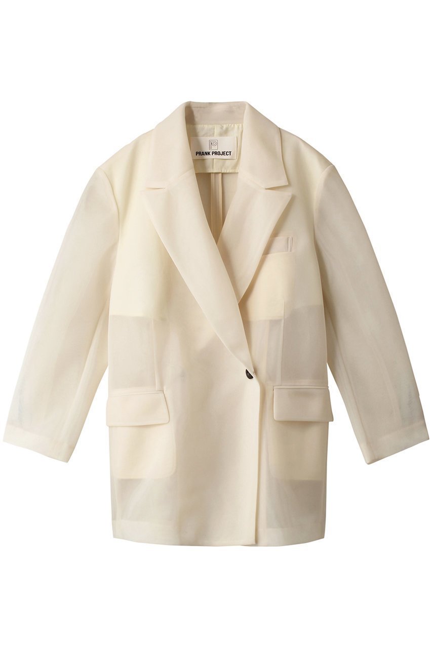 【プランク プロジェクト/PRANK PROJECT】のシースルーオーバージャケット / See-through Over Jacket インテリア・キッズ・メンズ・レディースファッション・服の通販 founy(ファニー) 　ファッション　Fashion　レディースファッション　Fashion for Women　アウター　Coat / Outerwear Collection　レディースジャケット・軽アウター　Jackets　おすすめ　Recommended / Our Picks　ジャケット　Jacket, Outerwear　ダブル　Double, Double-Breasted　ボトム　Bottoms, Lower Wear　マニッシュ　Mannish, Boyish　ラッセル　Raschel, Raschel Lace　ルーズ　Loose, Oversized　IVR(アイボリー)|ID: prp329100003135286 ipo3291000000036062245