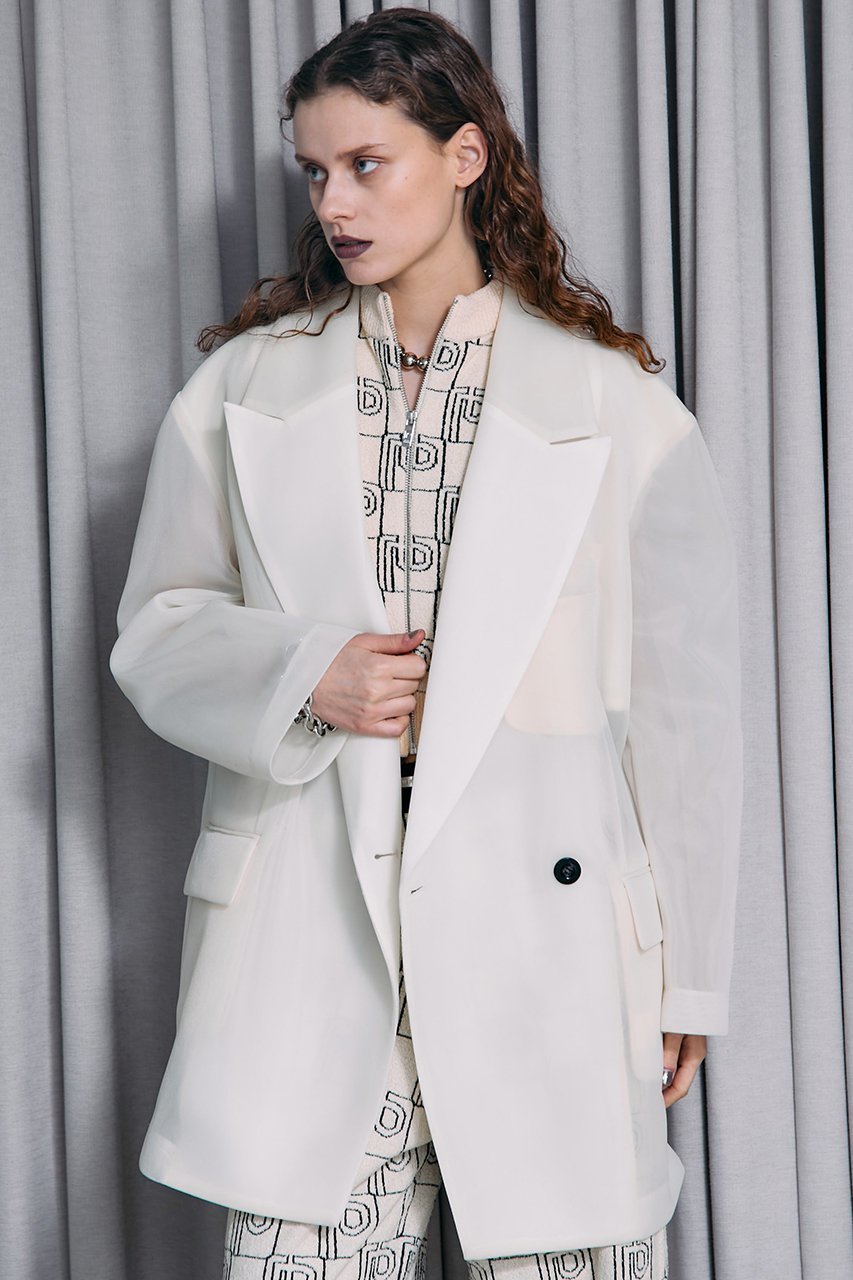 【プランク プロジェクト/PRANK PROJECT】のシースルーオーバージャケット / See-through Over Jacket 人気、トレンドファッション・服の通販 founy(ファニー) 　ファッション　Fashion　レディースファッション　Fashion for Women　アウター　Coat / Outerwear Collection　レディースジャケット・軽アウター　Jackets　おすすめ　Recommended / Our Picks　ジャケット　Jacket, Outerwear　ダブル　Double, Double-Breasted　ボトム　Bottoms, Lower Wear　マニッシュ　Mannish, Boyish　ラッセル　Raschel, Raschel Lace　ルーズ　Loose, Oversized　other-8|ID: prp329100003135286 ipo3291000000036797866