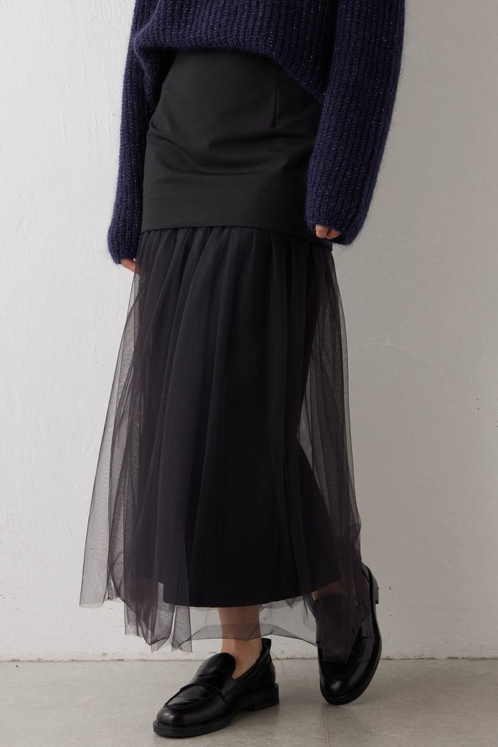 【ウィムガゼット/Whim Gazette】のチュール切り替えスカート インテリア・キッズ・メンズ・レディースファッション・服の通販 founy(ファニー) https://founy.com/ ファッション Fashion レディースファッション Fashion for Women スカート Skirts ロングスカート Long Skirts / Maxi & Midi Skirts スリット Slit, Slit Detail チュール Tulip, Tulip Motif ドッキング Docking, Mixed Material ロング Long, Long-Length エレガント 上品 Elegant |ID: prp329100003135372 ipo3291000000032824578