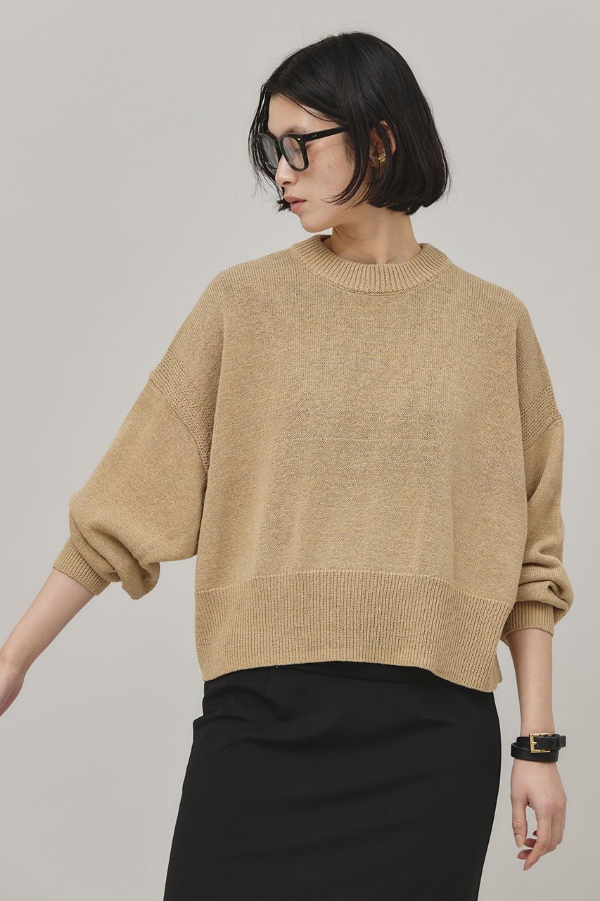 【カレンソロジー/Curensology】のリネンテープヤーンニットプルオーバー インテリア・キッズ・メンズ・レディースファッション・服の通販 founy(ファニー) 　ファッション　Fashion　レディースファッション　Fashion for Women　トップス・カットソー　Cut & Sew Tops　ニット　Knit Tops & Sweaters　カジュアルプルオーバー・ニットトップス　Pullovers & Knit Tops / Casual Pullovers　シンプル　Simple, Minimal　バランス　Balance, Style Balance　リネン　Linen, Linen Fabric　ルーズ　Loose, Oversized　夏　Summer　春　Spring　ベージュ|ID: prp329100003151999 ipo3291000000032940862