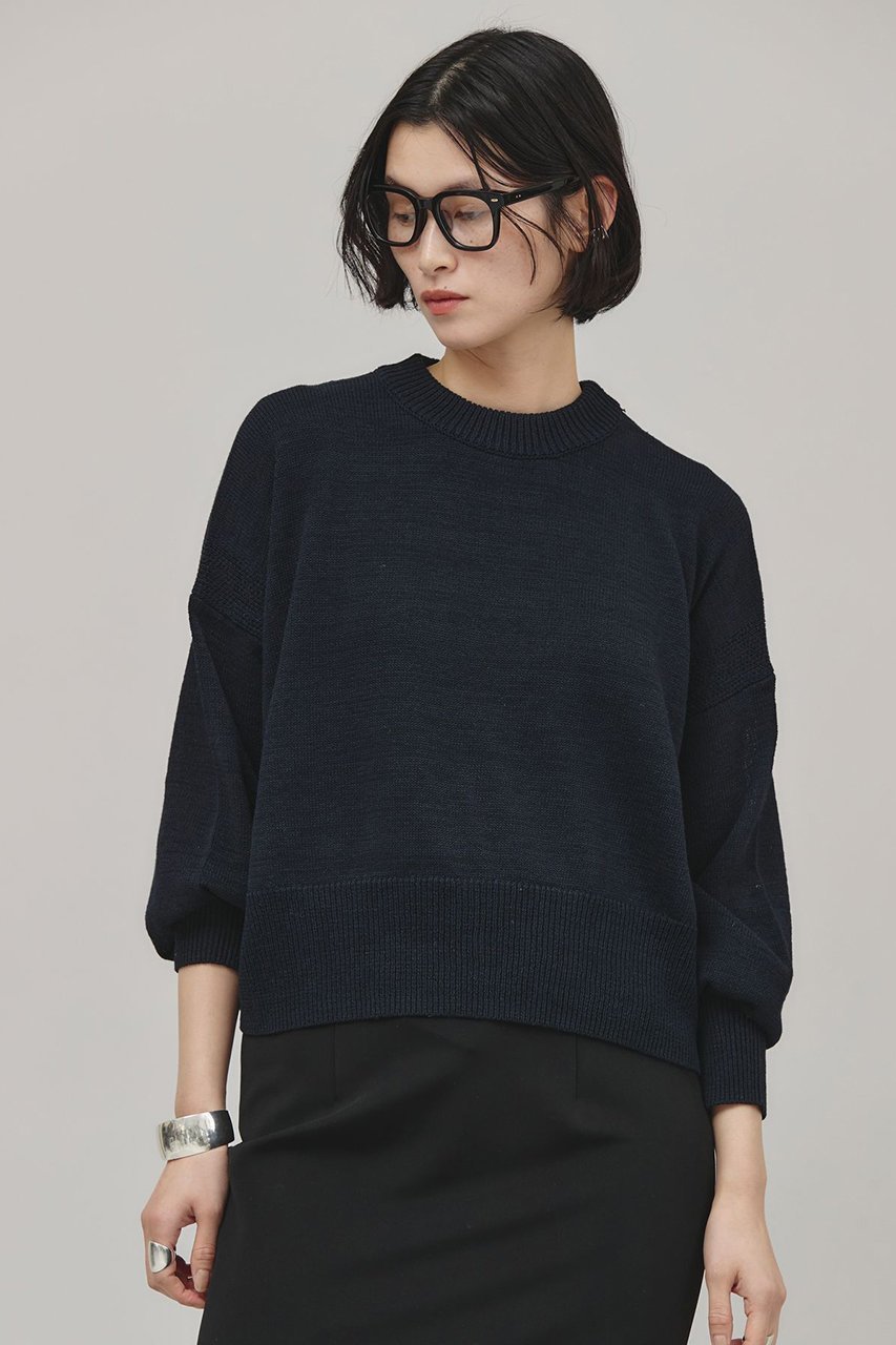 【カレンソロジー/Curensology】のリネンテープヤーンニットプルオーバー インテリア・キッズ・メンズ・レディースファッション・服の通販 founy(ファニー) 　ファッション　Fashion　レディースファッション　Fashion for Women　トップス・カットソー　Cut & Sew Tops　ニット　Knit Tops & Sweaters　カジュアルプルオーバー・ニットトップス　Pullovers & Knit Tops / Casual Pullovers　シンプル　Simple, Minimal　バランス　Balance, Style Balance　リネン　Linen, Linen Fabric　ルーズ　Loose, Oversized　夏　Summer　春　Spring　ネイビー|ID: prp329100003151999 ipo3291000000032940871