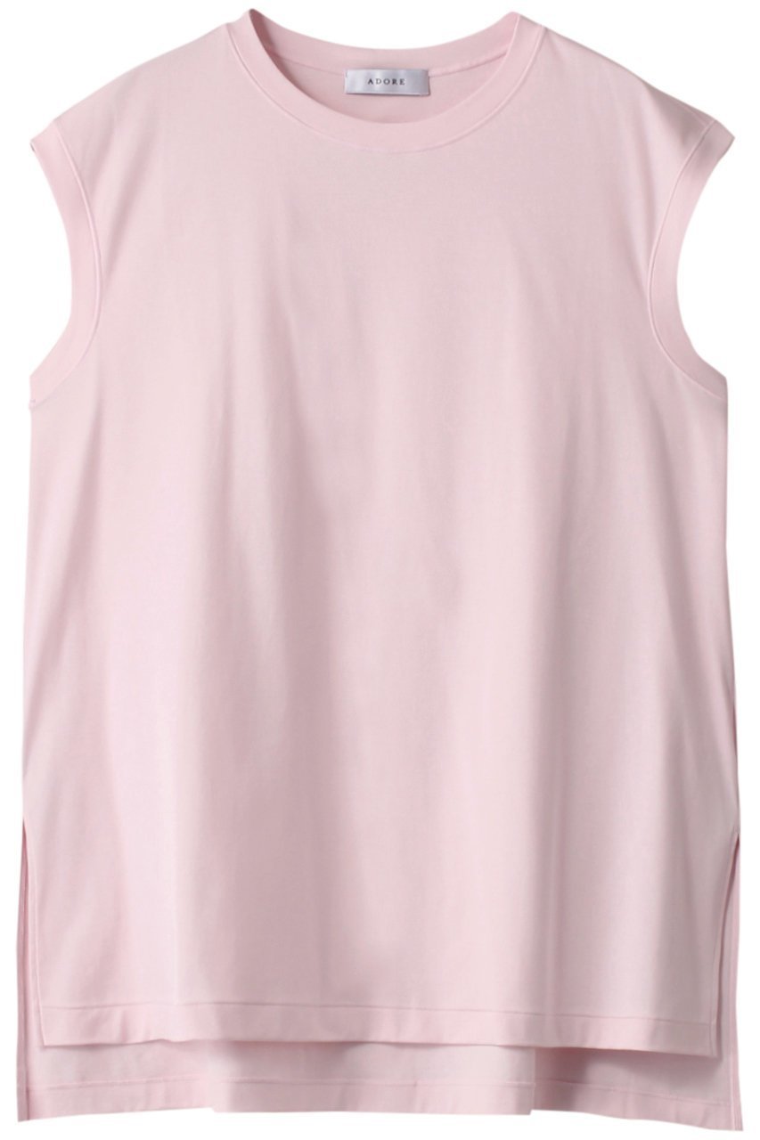 【アドーア/ADORE】のクリアハイゲージスリーブレスカットソー インテリア・キッズ・メンズ・レディースファッション・服の通販 founy(ファニー) ファッション Fashion レディースファッション Fashion for Women トップス・カットソー Cut & Sew Tops キャミソール&ノースリーブ Camisoles & Sleeveless Tops シャツ・ブラウス・オフィスカジュアル Elegant Blouses & Button-Ups ロングTシャツ・Tシャツ Longline T-Shirts & Tees カットソー・ベーシックTシャツ Cut-and-Sewn Tops / Stretch Tees & Basics キャミソール Camisole, Spaghetti Strap Top シンプル Simple, Minimal タンク Tank Top, Sleeveless Top ピンク|ID: prp329100003157303 ipo3291000000034336077