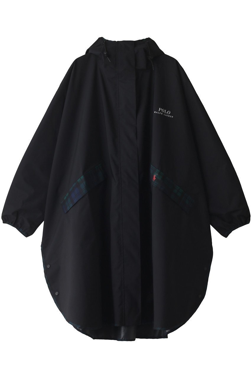 【ポロラルフローレン/POLO RALPH LAUREN】の透湿撥水無地×チェックレインポンチョ インテリア・キッズ・メンズ・レディースファッション・服の通販 founy(ファニー) 　ファッション　Fashion　レディースファッション　Fashion for Women　アウター　Coat / Outerwear Collection　コート・ロングコート・ピーコート　Long Coats, Peacoats & More　ポンチョ・ケープコート　Ponchos & Capes　アウトドア　Outdoor Clothing　コンパクト　Compact, Small Size　スタイリッシュ　Stylish, Fashionable　チェック　Check, Plaid, Tartan　旅行　Travel　ブラック|ID: prp329100003157359 ipo3291000000032915375