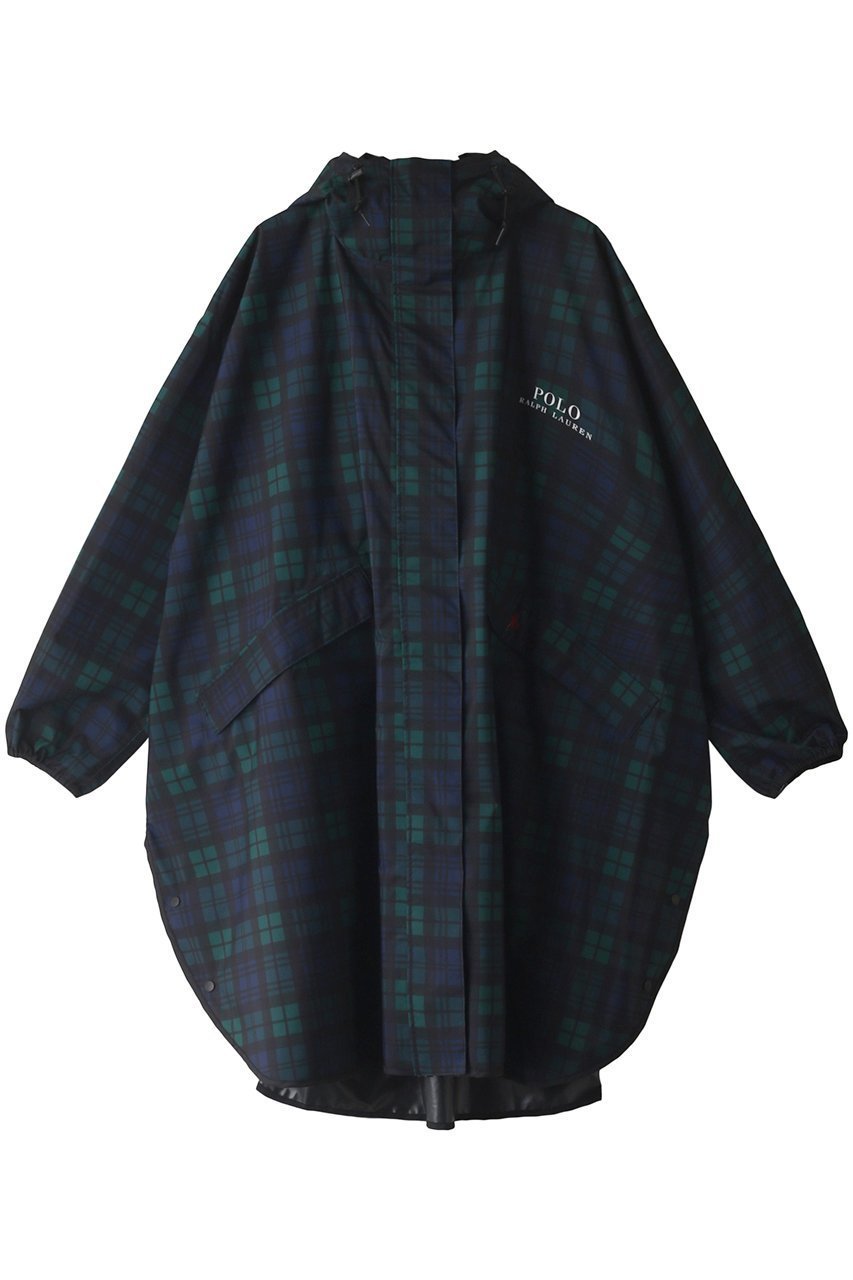 【ポロラルフローレン/POLO RALPH LAUREN】の透湿撥水チェック柄レインポンチョ インテリア・キッズ・メンズ・レディースファッション・服の通販 founy(ファニー) 　ファッション　Fashion　レディースファッション　Fashion for Women　アウター　Coat / Outerwear Collection　コート・ロングコート・ピーコート　Long Coats, Peacoats & More　ポンチョ・ケープコート　Ponchos & Capes　スタンド　Stand Collar, Upright Stand　チェック　Check, Plaid, Tartan　フラップ　Flap, Flap Pocket　ポケット　Pocket, Pocket Detail　巾着　Drawstring Bag, Kinchaku　ダークグリーン|ID: prp329100003157360 ipo3291000000032918919