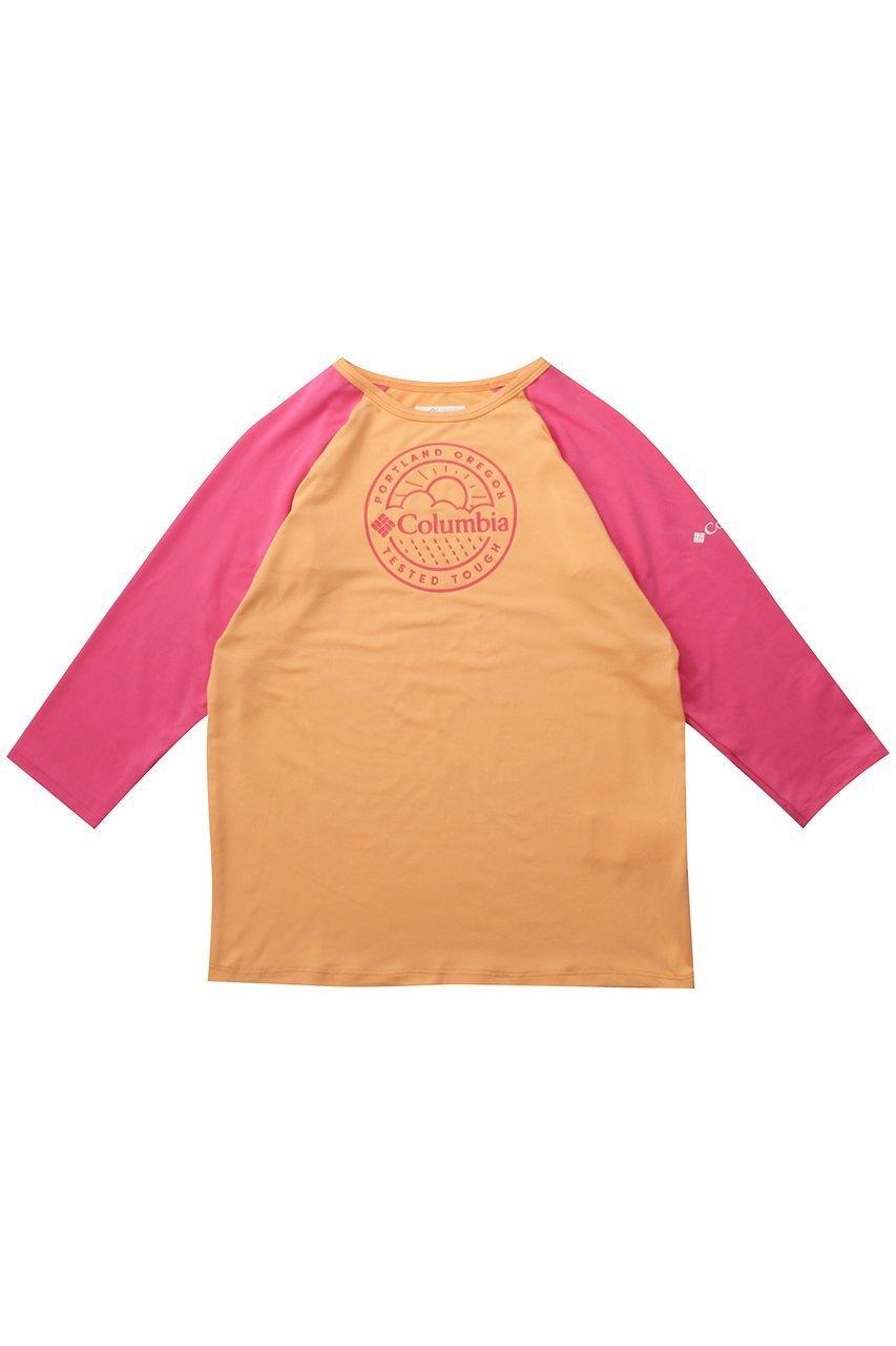 【コロンビア/Columbia / KIDS】の【Kids】アウトドアエレメンツ3/4スリーブシャツ インテリア・キッズ・メンズ・レディースファッション・服の通販 founy(ファニー) 　ファッション　Fashion　キッズファッション　Fashion for Kids　トップス・カットソー　Cut & Sew Tops　アウトドア　Outdoor Clothing　ストレッチ　Stretch, Stretchy Fabric　スリーブ　Sleeve, Long Sleeve / Short Sleeve　フロント　Front, Front Design　ブロック　Block, Solid Block Pattern　プリント　Print, Printed Pattern　吸水　Absorbent, Quick-Dry　オレンジ|ID: prp329100003159359 ipo3291000000033666360