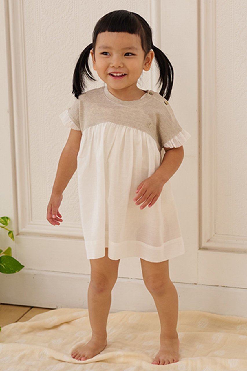 【プリスティン/PRISTINE / KIDS】の【KIDS】CLプレーティング切り替えOP 人気、トレンドファッション・服の通販 founy(ファニー) 　ファッション　Fashion　キッズファッション　Fashion for Kids　トップス・カットソー　Cut & Sew Tops　シルバー　Silver, Metallic Silver　チュニック　Tunic, Long Top　ドッキング　Docking, Mixed Material　フリル　Frill, Ruffle　ベビー　Baby, Babywear　モチーフ　Motif, Design Theme　リネン　Linen, Linen Fabric　other-4|ID: prp329100003159363 ipo3291000000033666384
