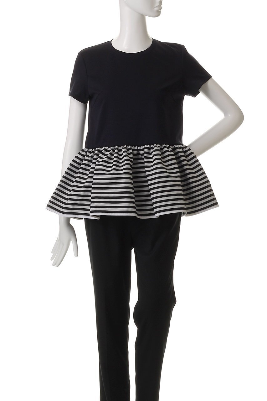 【ボーダーズ アット バルコニー/BORDERS at BALCONY】のペプラムTシャツ 人気、トレンドファッション・服の通販 founy(ファニー) 　ファッション　Fashion　レディースファッション　Fashion for Women　トップス・カットソー　Cut & Sew Tops　シャツ・ブラウス・オフィスカジュアル　Elegant Blouses & Button-Ups　ロングTシャツ・Tシャツ　Longline T-Shirts & Tees　カットソー・ベーシックTシャツ　Cut-and-Sewn Tops / Stretch Tees & Basics　ショート　Short, Short Length　シンプル　Simple, Minimal　スリーブ　Sleeve, Long Sleeve / Short Sleeve　フェミニン　Feminine, Girly　フリル　Frill, Ruffle　ペプラム　Peplum, Flared Hem　ボーダー　Border, Stripe　定番　Standard, Basic Item　other-2|ID: prp329100003165974 ipo3291000000036007002