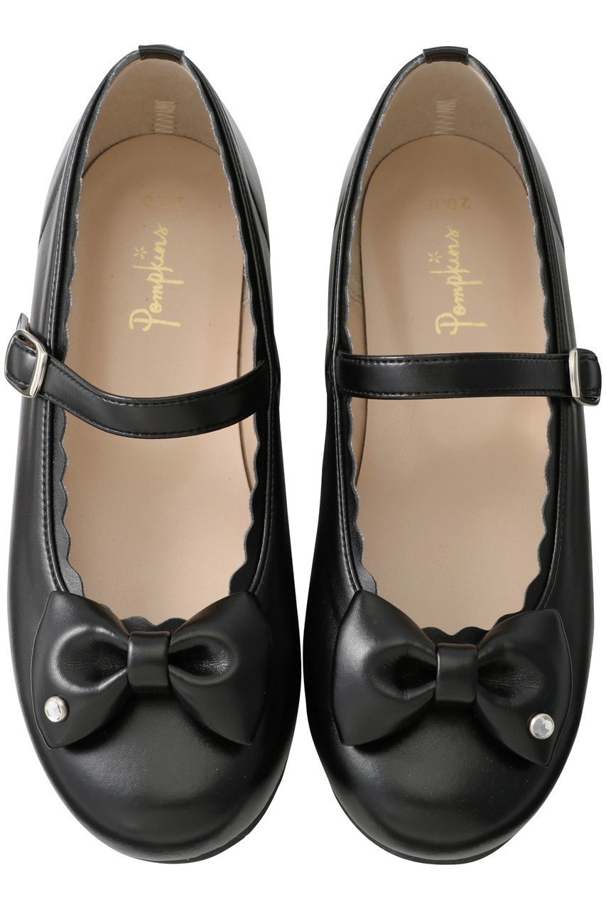 【ポプキンズ/POMPKINS / KIDS】の【KIDS】リボンストラップシューズ マットブラック 20 インテリア・キッズ・メンズ・レディースファッション・服の通販 founy(ファニー) 　ファッション　Fashion　キッズファッション　Fashion for Kids　シューズ　Shoes, Footwear　ストラップシューズ　Strap Shoes, Mary Janes　ストーン　Stone, Gem-Like　ソックス　Socks, Hosiery　フォーマル　Formal, Dressy　フリル　Frill, Ruffle　ラグジュアリー　Luxury, Elegant　リボン　Ribbon, Bow　ワンポイント　One Point, Statement Accent　マットブラック|ID: prp329100003169315 ipo3291000000036191456