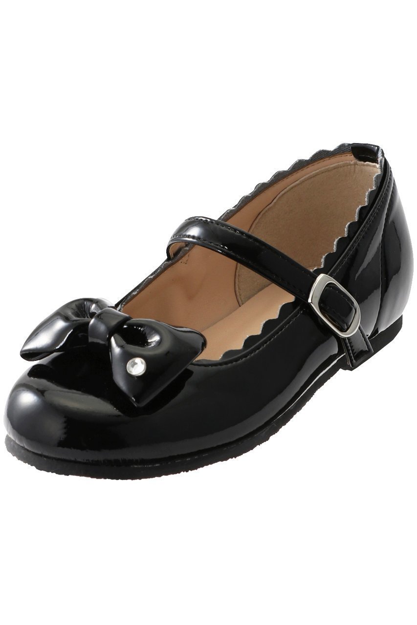 【ポプキンズ/POMPKINS / KIDS】の【KIDS】リボンストラップシューズ マットブラック 20 人気、トレンドファッション・服の通販 founy(ファニー) 　ファッション　Fashion　キッズファッション　Fashion for Kids　シューズ　Shoes, Footwear　ストラップシューズ　Strap Shoes, Mary Janes　ストーン　Stone, Gem-Like　ソックス　Socks, Hosiery　フォーマル　Formal, Dressy　フリル　Frill, Ruffle　ラグジュアリー　Luxury, Elegant　リボン　Ribbon, Bow　ワンポイント　One Point, Statement Accent　other-4|ID: prp329100003169315 ipo3291000000036191459