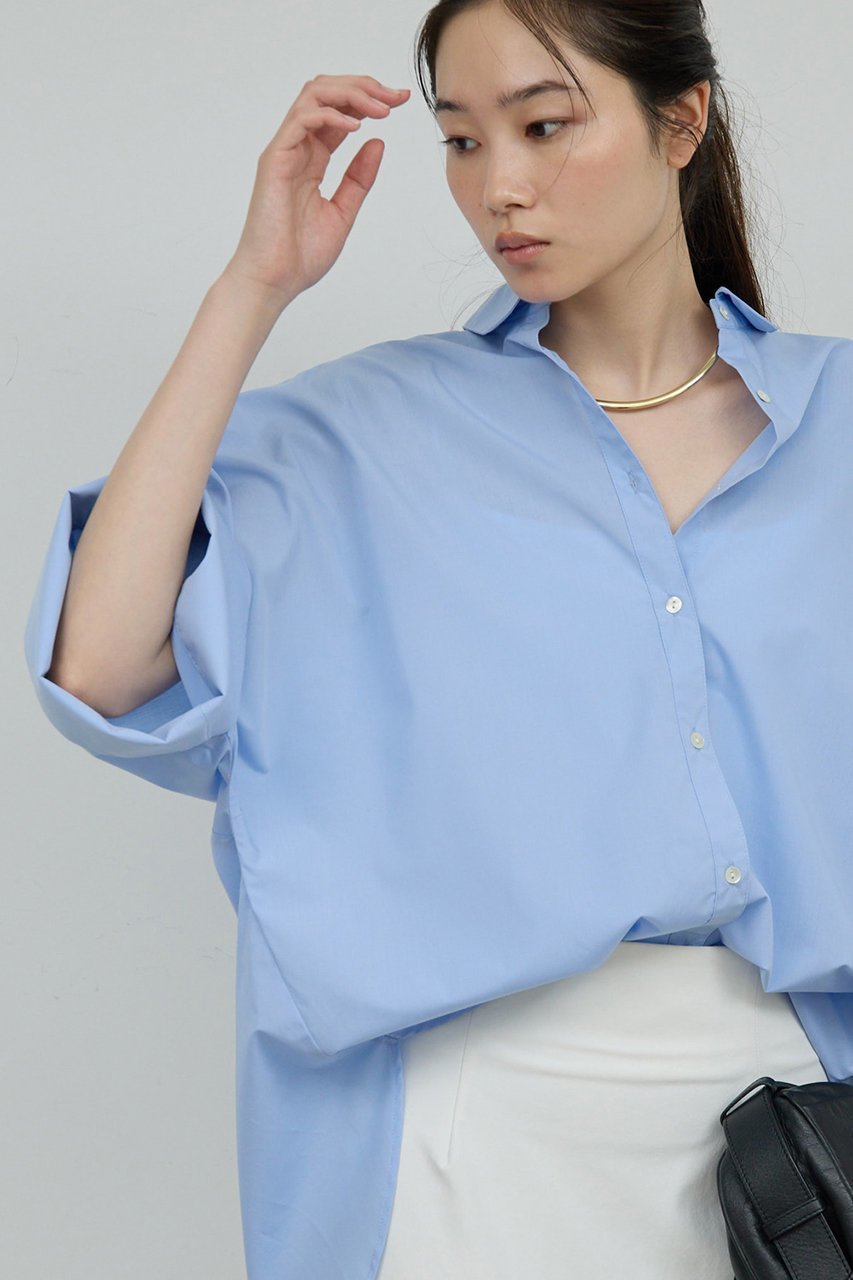 【ガリャルダガランテ/GALLARDAGALANTE】のハーフスリーブシャツ 人気、トレンドファッション・服の通販 founy(ファニー) 　ファッション　Fashion　レディースファッション　Fashion for Women　トップス・カットソー　Cut & Sew Tops　シャツ・ブラウス・オフィスカジュアル　Elegant Blouses & Button-Ups　おすすめ　Recommended / Our Picks　ショート　Short, Short Length　スリット　Slit, Slit Detail　スリーブ　Sleeve, Long Sleeve / Short Sleeve　デニム　Denim, Jeans Material　再入荷　Restock / Back in Stock　other-2|ID: prp329100003169353 ipo3291000000032905875