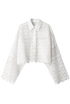 【ルシェル ブルー/LE CIEL BLEU】のPaneled Lace Cropped Shirt ホワイト|ID:prp329100003171405