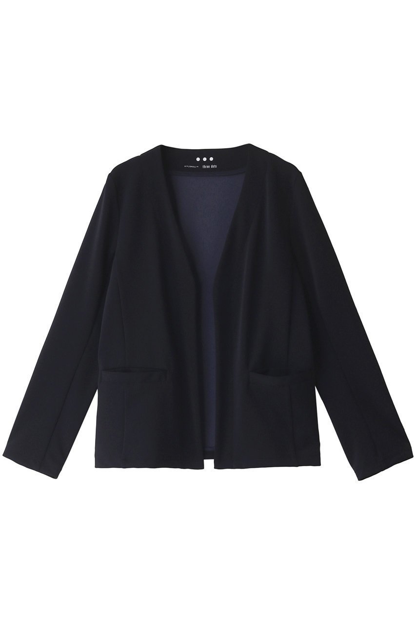【スリー ドッツ/three dots】のCドレス スキューバ ノーカラージャケット インテリア・キッズ・メンズ・レディースファッション・服の通販 founy(ファニー) 　ファッション　Fashion　レディースファッション　Fashion for Women　アウター　Coat / Outerwear Collection　レディースジャケット・軽アウター　Jackets　ノーカラージャケット / シンプル上品コーデ　Collarless Jackets　ワンピース　Dresses　フォーマル・パーティードレス・結婚式用ドレス　Elegant & Casual Dresses　ジャケット　Jacket, Outerwear　ストレッチ　Stretch, Stretchy Fabric　ドレス　Dress, One-Piece　エレガント 上品　Elegant　旅行　Travel　ネイビー|ID: prp329100003173808 ipo3291000000032960579