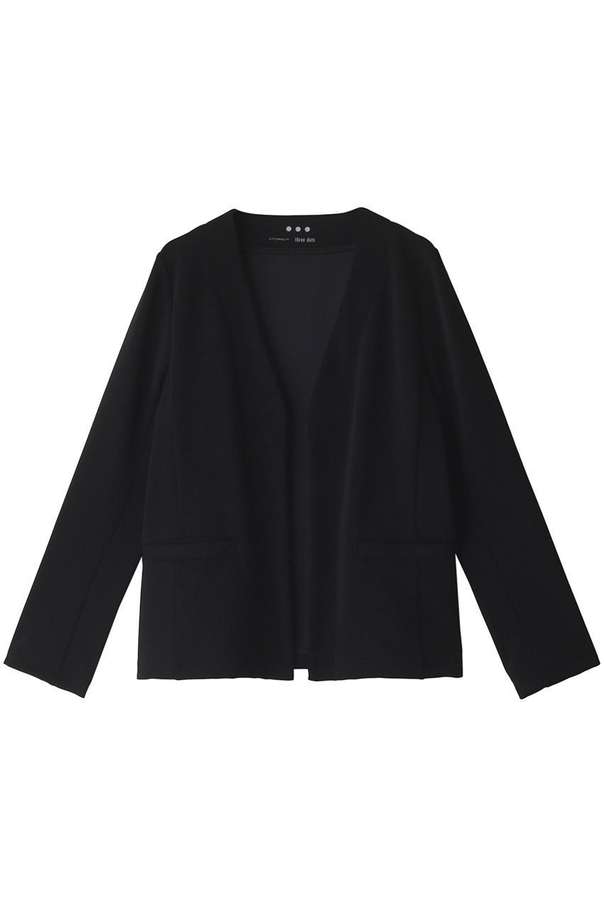 【スリー ドッツ/three dots】のCドレス スキューバ ノーカラージャケット インテリア・キッズ・メンズ・レディースファッション・服の通販 founy(ファニー) 　ファッション　Fashion　レディースファッション　Fashion for Women　アウター　Coat / Outerwear Collection　レディースジャケット・軽アウター　Jackets　ノーカラージャケット / シンプル上品コーデ　Collarless Jackets　ワンピース　Dresses　フォーマル・パーティードレス・結婚式用ドレス　Elegant & Casual Dresses　ジャケット　Jacket, Outerwear　ストレッチ　Stretch, Stretchy Fabric　ドレス　Dress, One-Piece　エレガント 上品　Elegant　旅行　Travel　ブラック|ID: prp329100003173808 ipo3291000000035655161