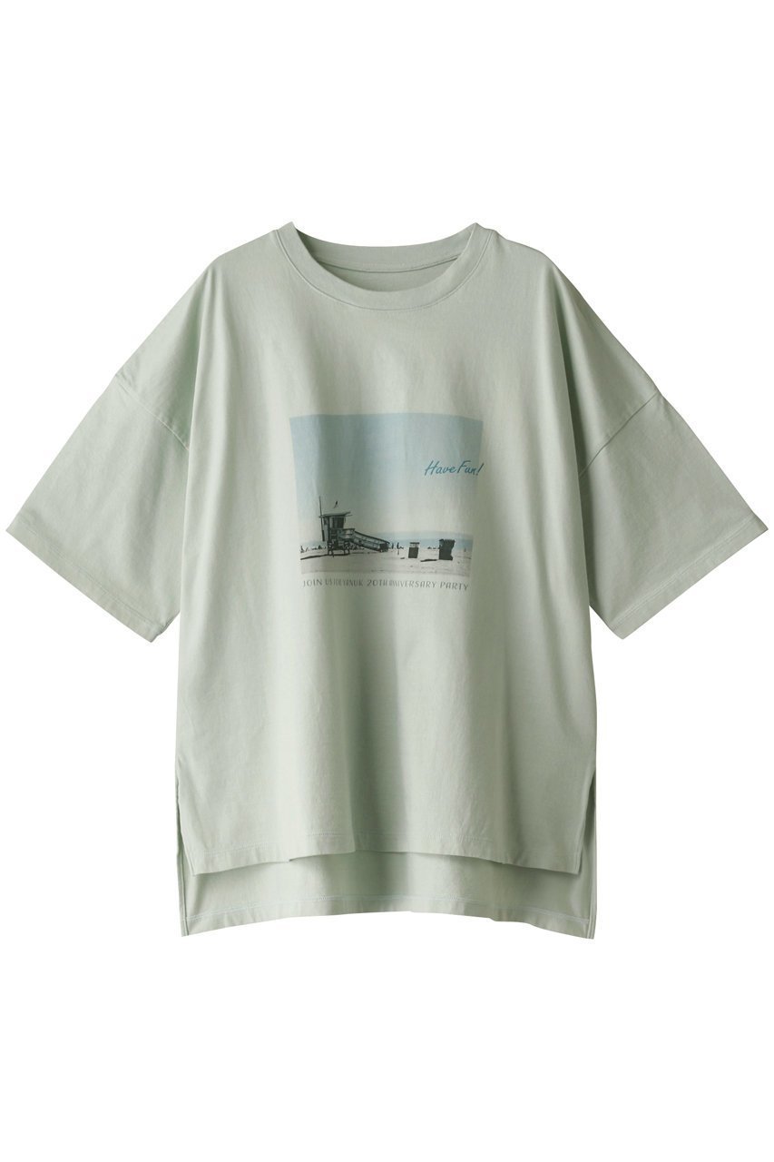 【ヤヌーク/YANUK】のプリントTシャツ インテリア・キッズ・メンズ・レディースファッション・服の通販 founy(ファニー) 　ファッション　Fashion　レディースファッション　Fashion for Women　トップス・カットソー　Cut & Sew Tops　シャツ・ブラウス・オフィスカジュアル　Elegant Blouses & Button-Ups　ロングTシャツ・Tシャツ　Longline T-Shirts & Tees　カットソー・ベーシックTシャツ　Cut-and-Sewn Tops / Stretch Tees & Basics　ショート　Short, Short Length　スリーブ　Sleeve, Long Sleeve / Short Sleeve　ビーチ　Beach, Seaside　プリント　Print, Printed Pattern　モチーフ　Motif, Design Theme　ミント|ID: prp329100003179557 ipo3291000000032835980