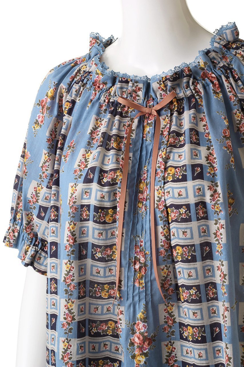 【イクコ/IKUKO】のシングルガーゼ花柄プリント五分袖パジャマ 人気、トレンドファッション・服の通販 founy(ファニー) 　ファッション　Fashion　レディースファッション　WOMEN　トップス・カットソー　Tops/Tshirt　花柄・フラワープリント・モチーフ　Flower Patterns　パジャマ　Pajamas　プリント　Print　リボン　Ribbon　レース　Race　エレガント 上品　Elegant　other-5|ID: prp329100003183602 ipo3291000000031414673